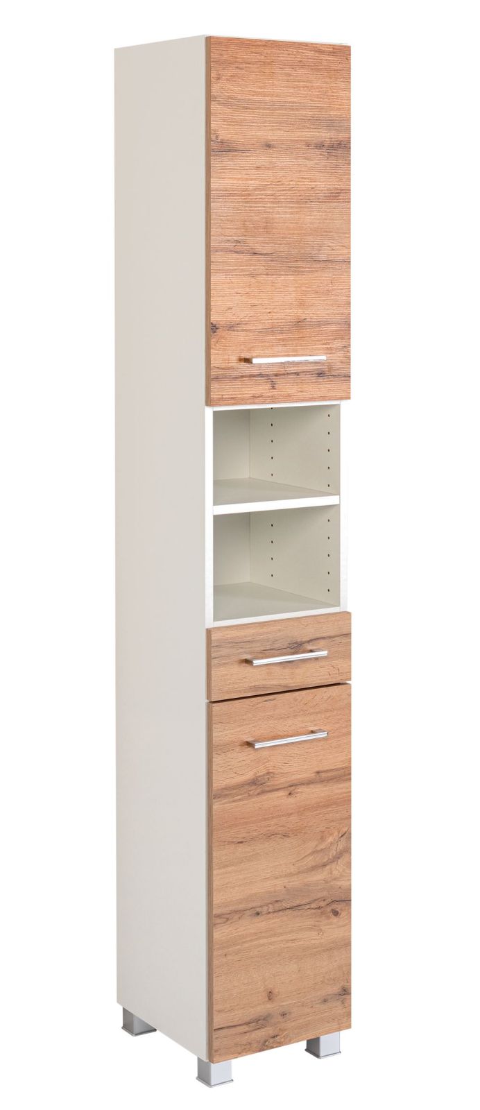 Seitenschrank PARIS - Wotaneiche - weiß - 185 cm hoch