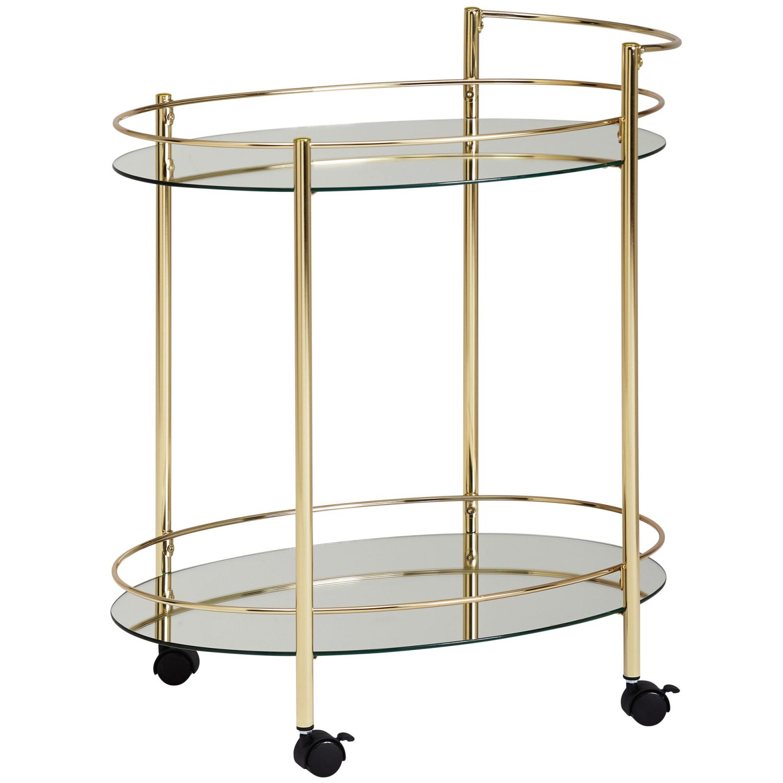 Servierwagen - goldfarben - oval