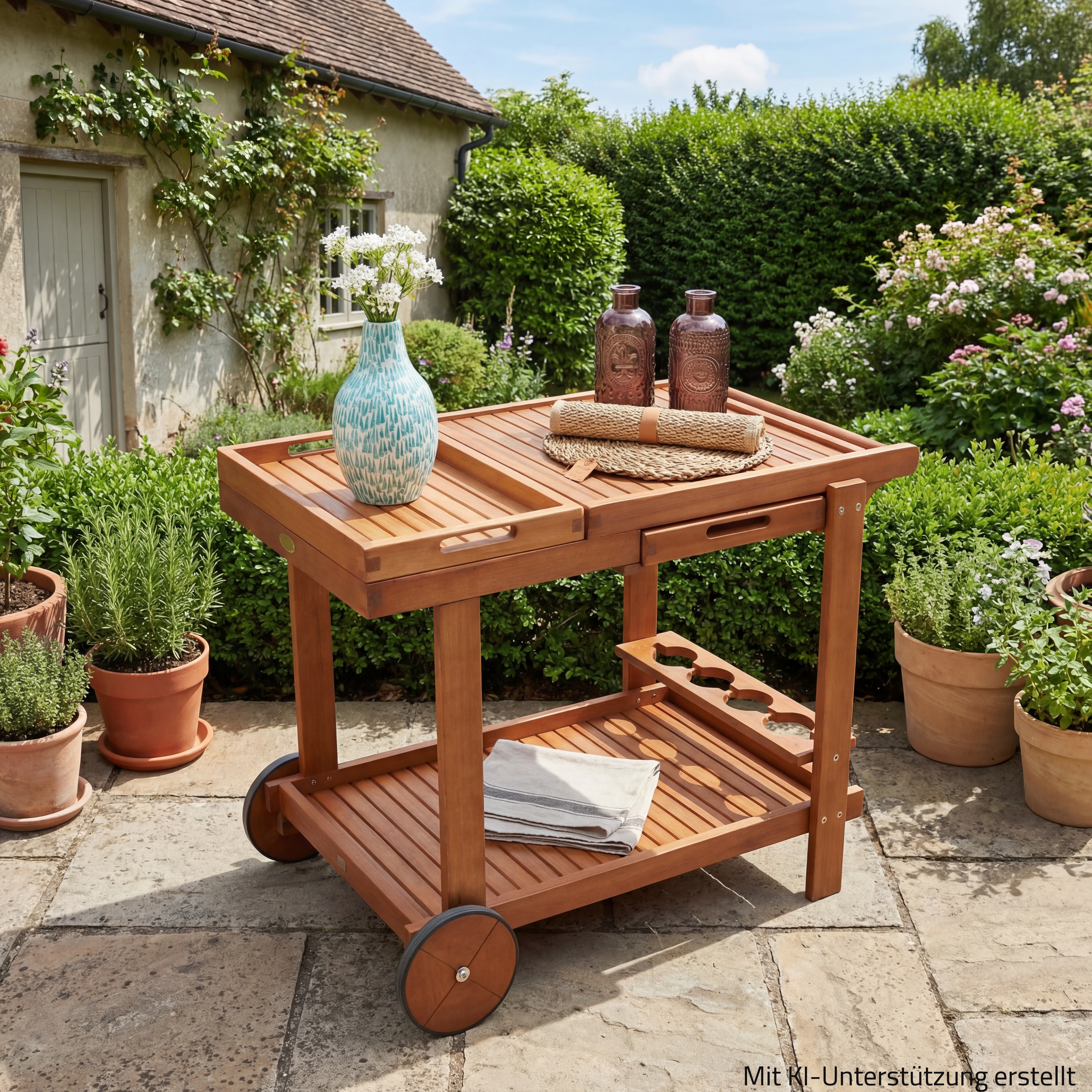 Servierwagen HAYWARD - Eukalyptus - mit 2 Tabletts