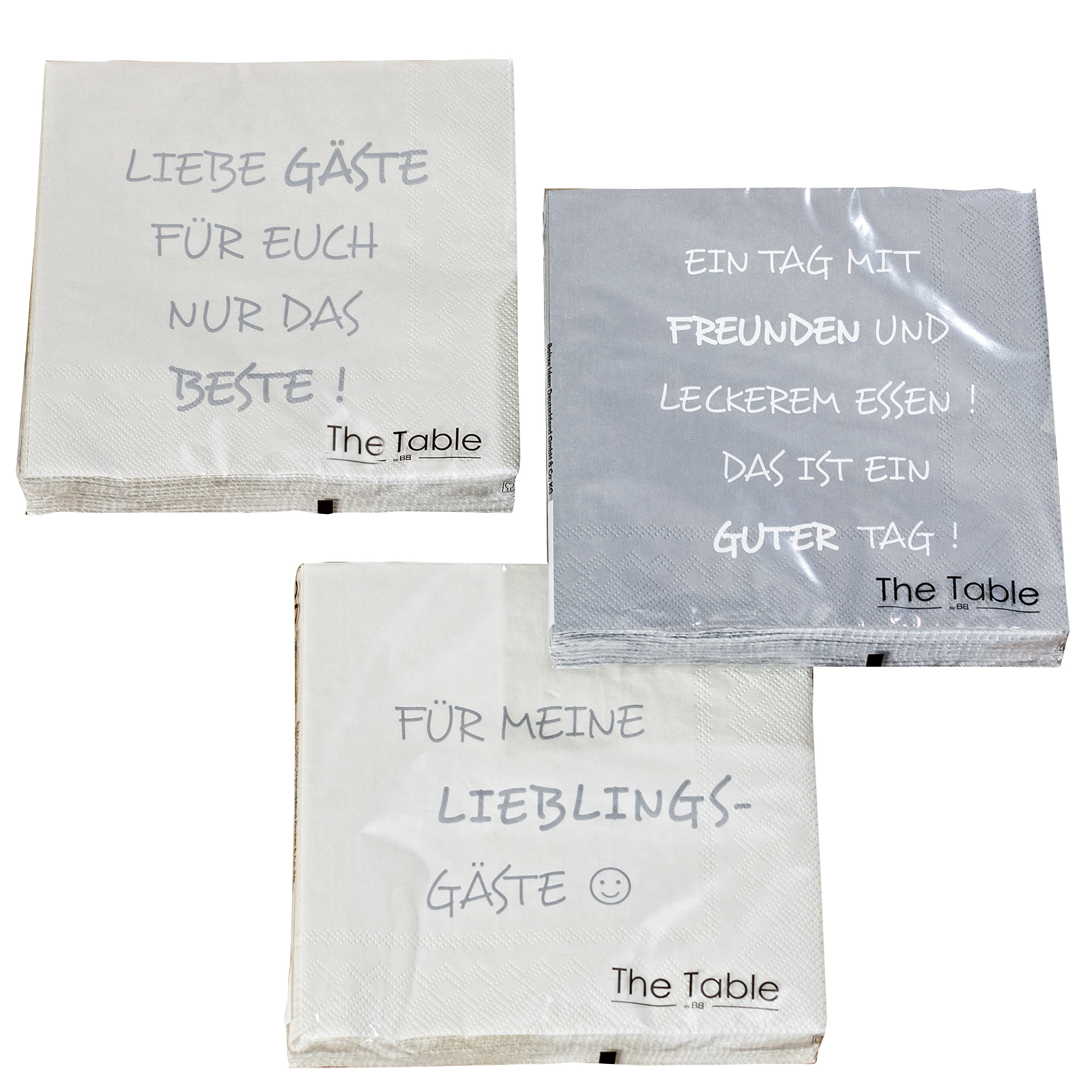 Servietten - grau - sortiert - 17x17 cm