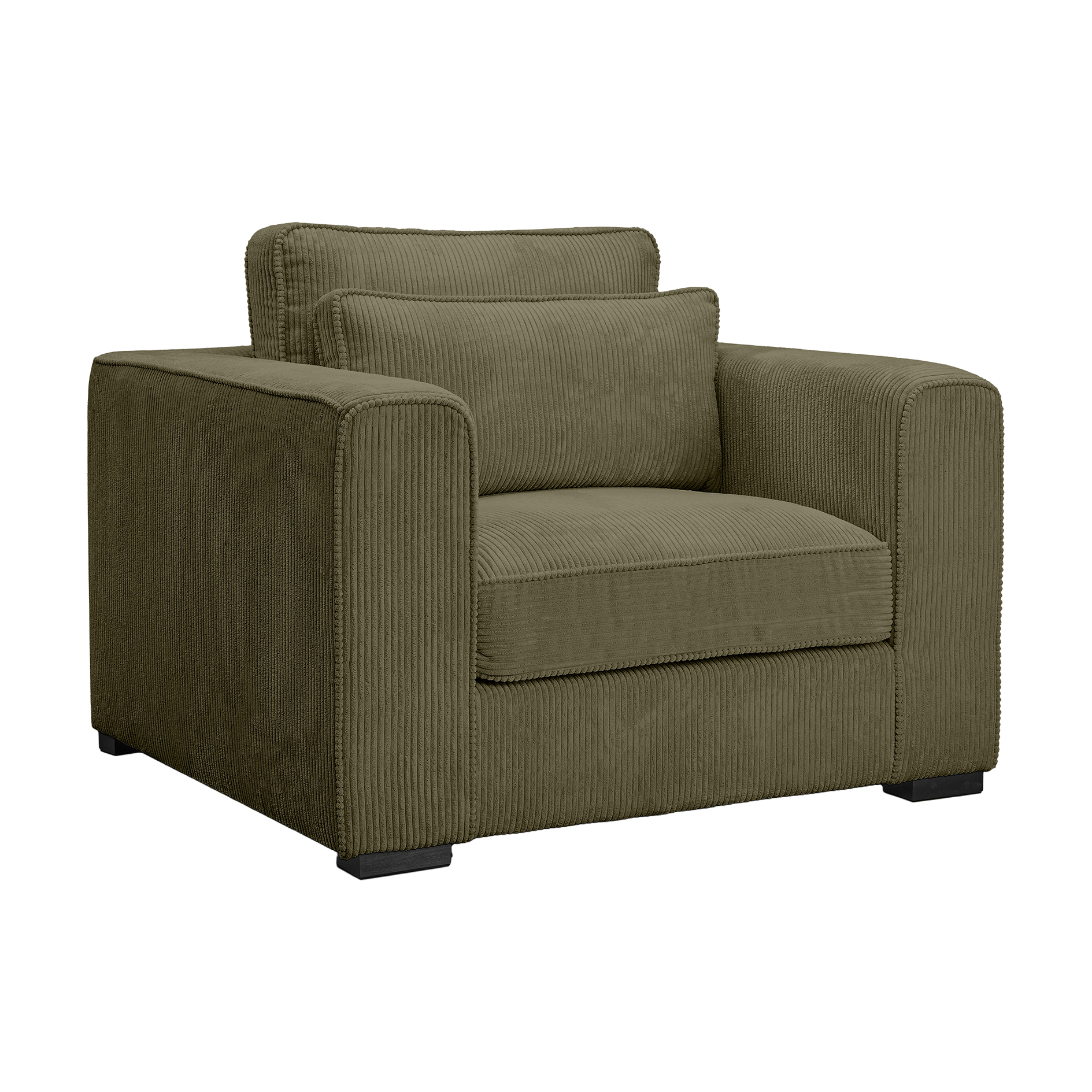 Sessel ALMERA - khaki - Cord - inklusive Kissen