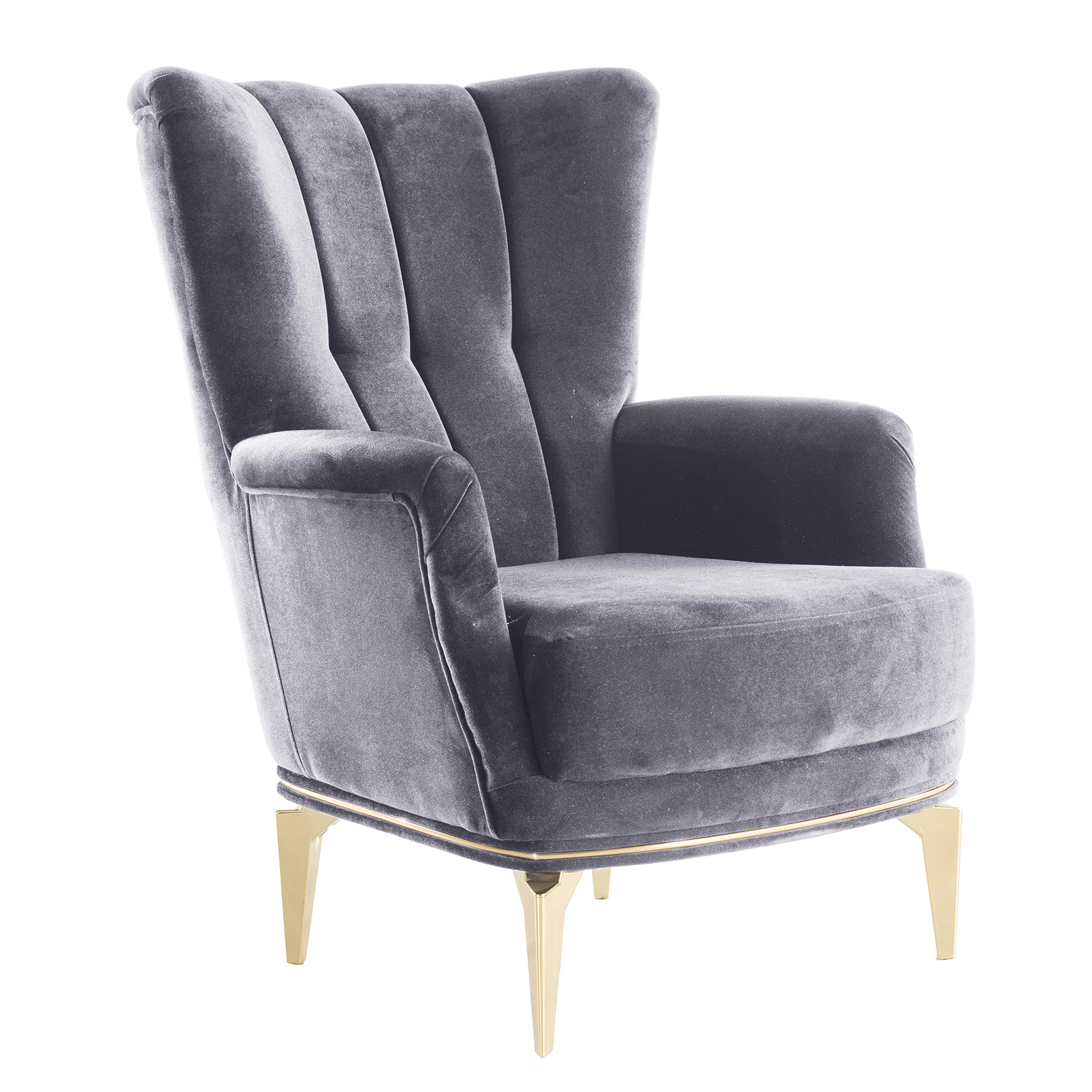 Sessel - anthrazit-gold - Mikrofaser
