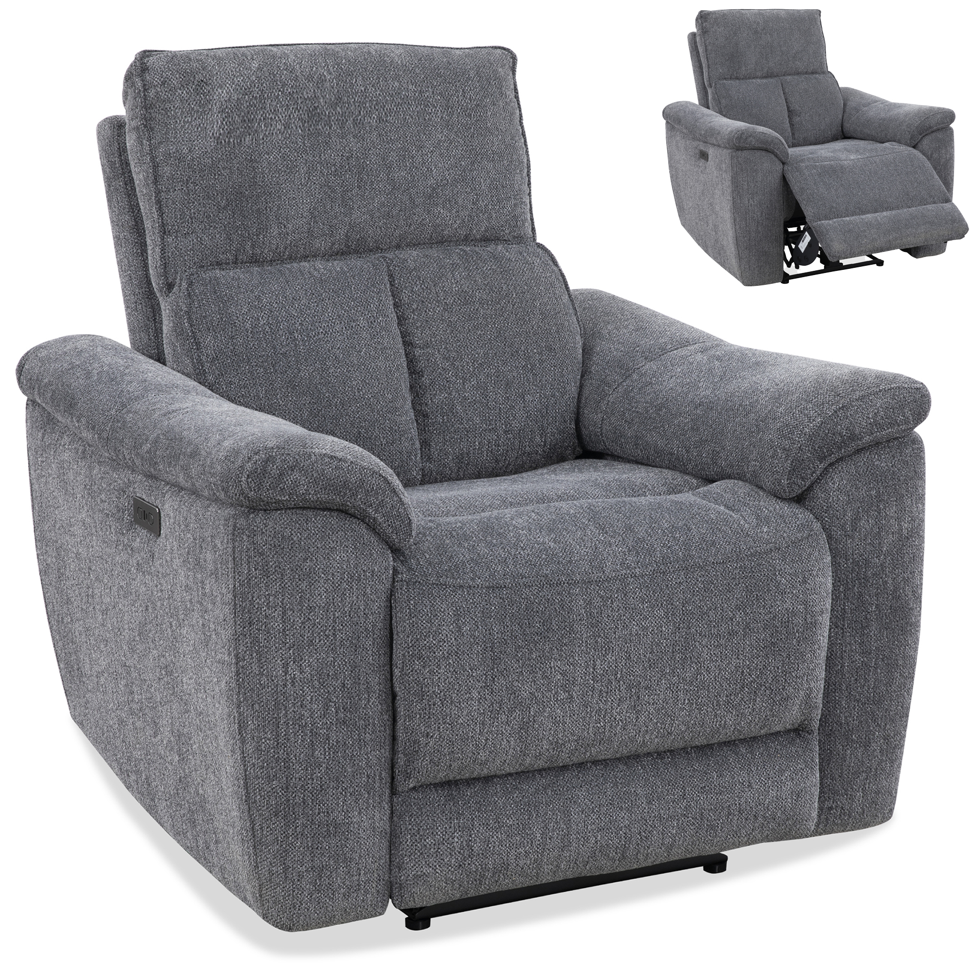 Sessel - anthrazit - Webstoff - elektrische Relaxfunktion
