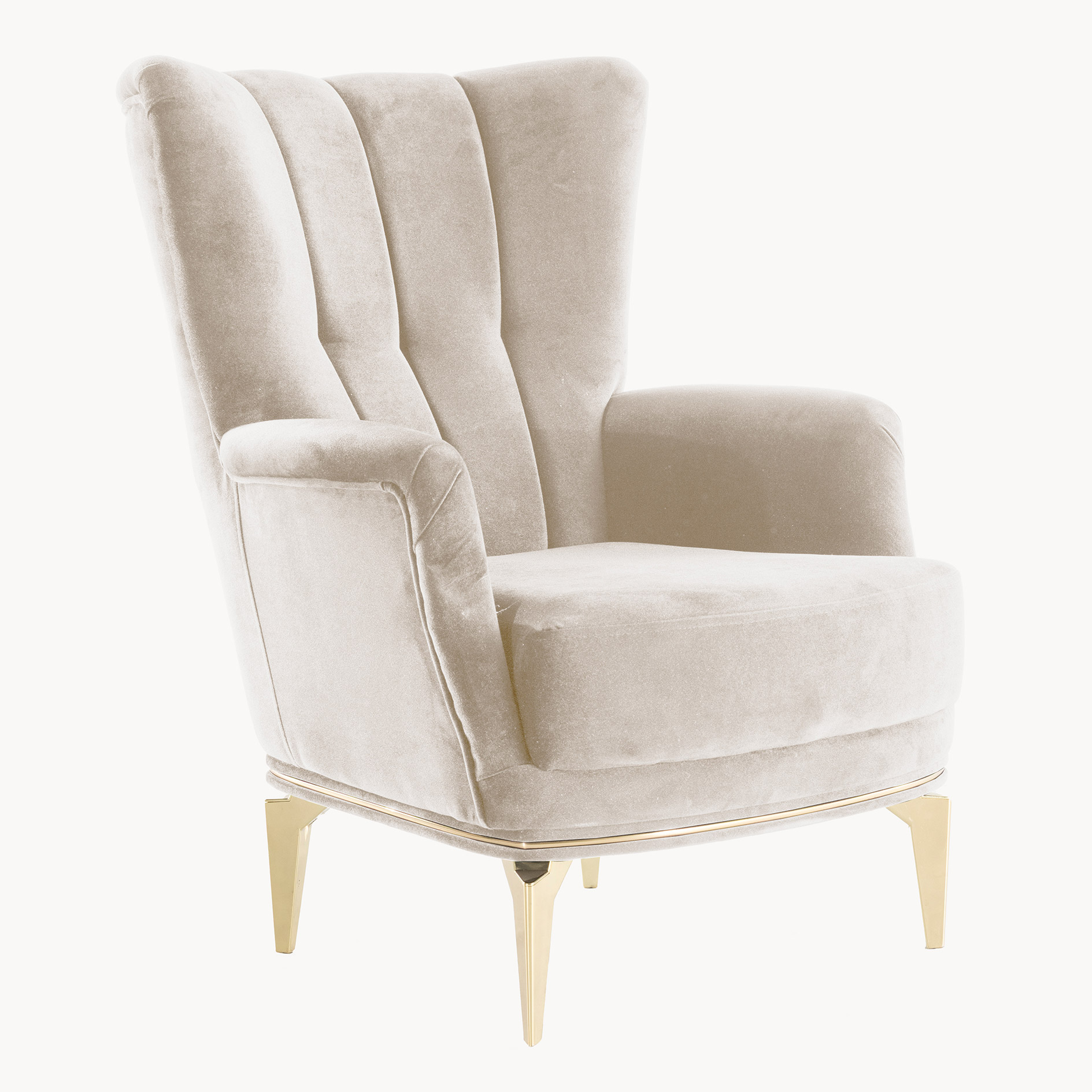Sessel - beige-gold - Mikrofaser