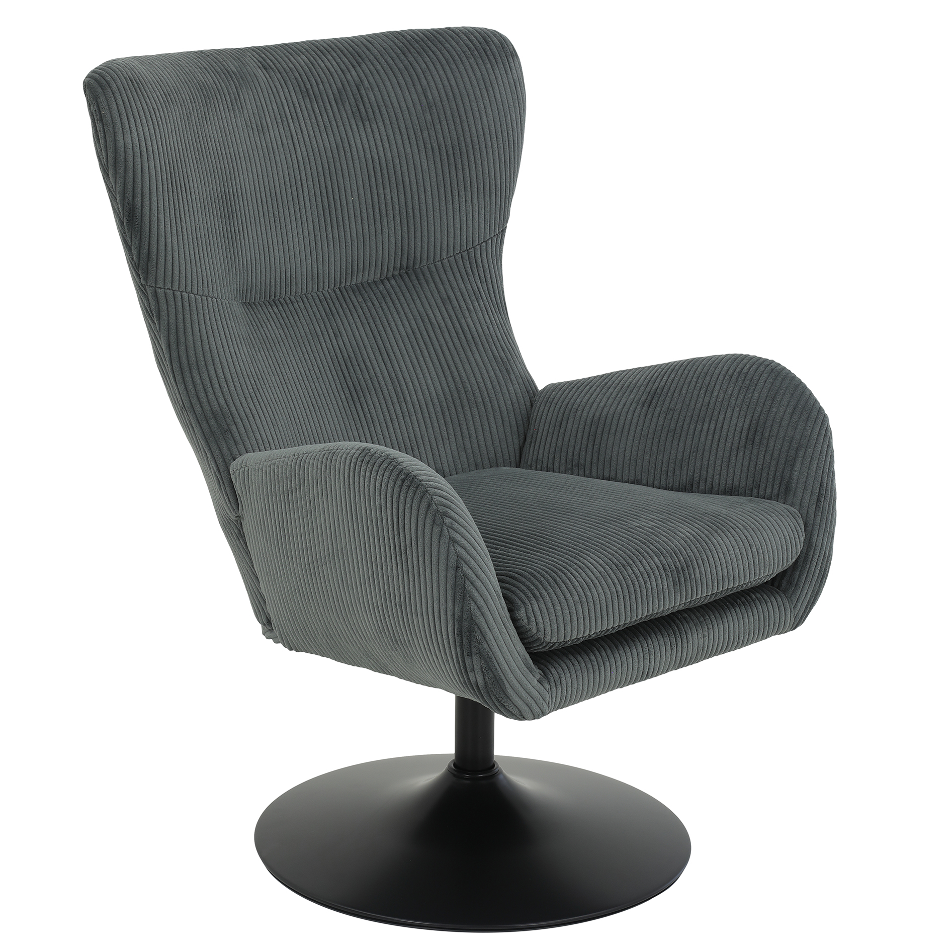 Sessel - dunkelgrau - Breitcord - 360° drehbar