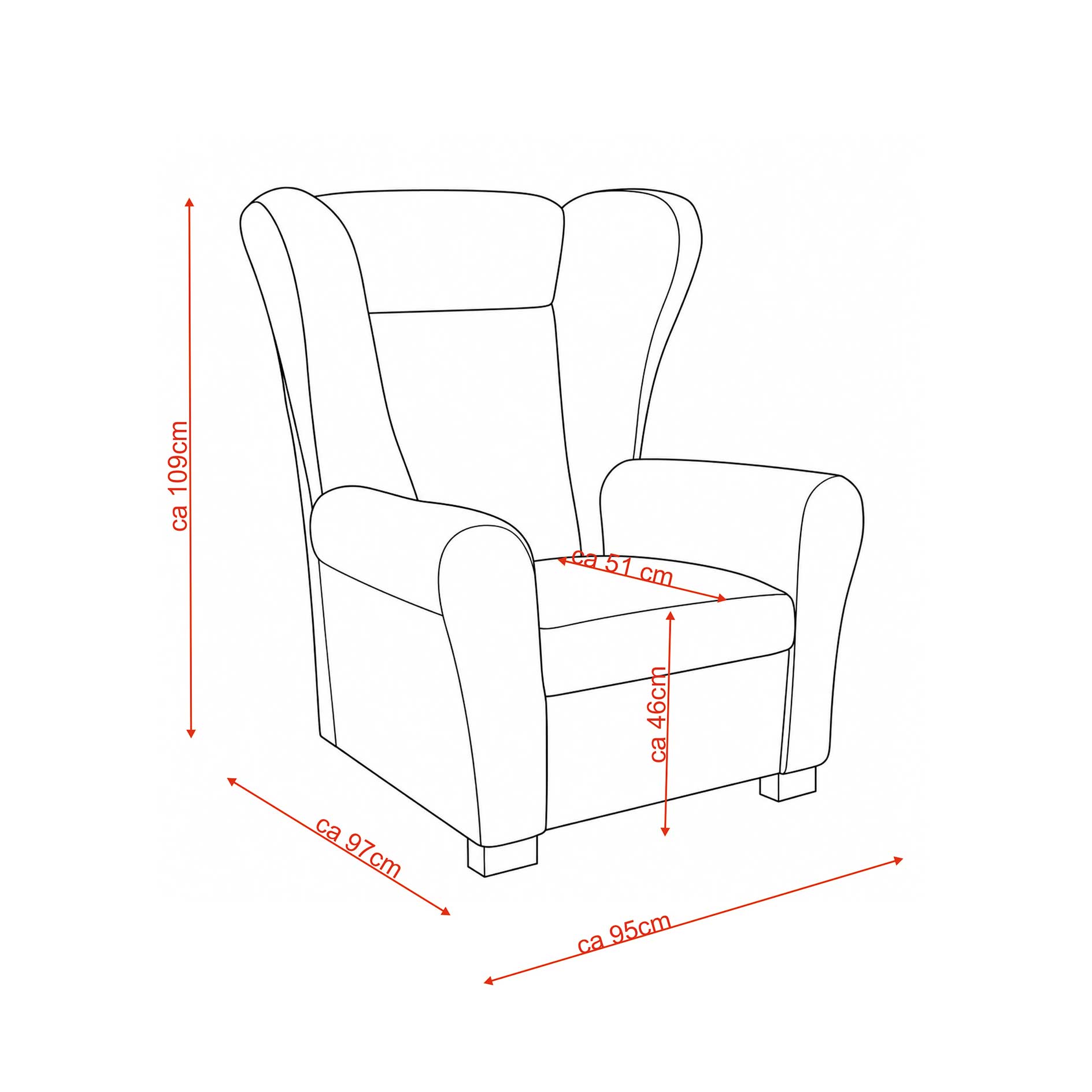 Sessel - graphite - Kaltschaum-Polsterung - Holzfüße