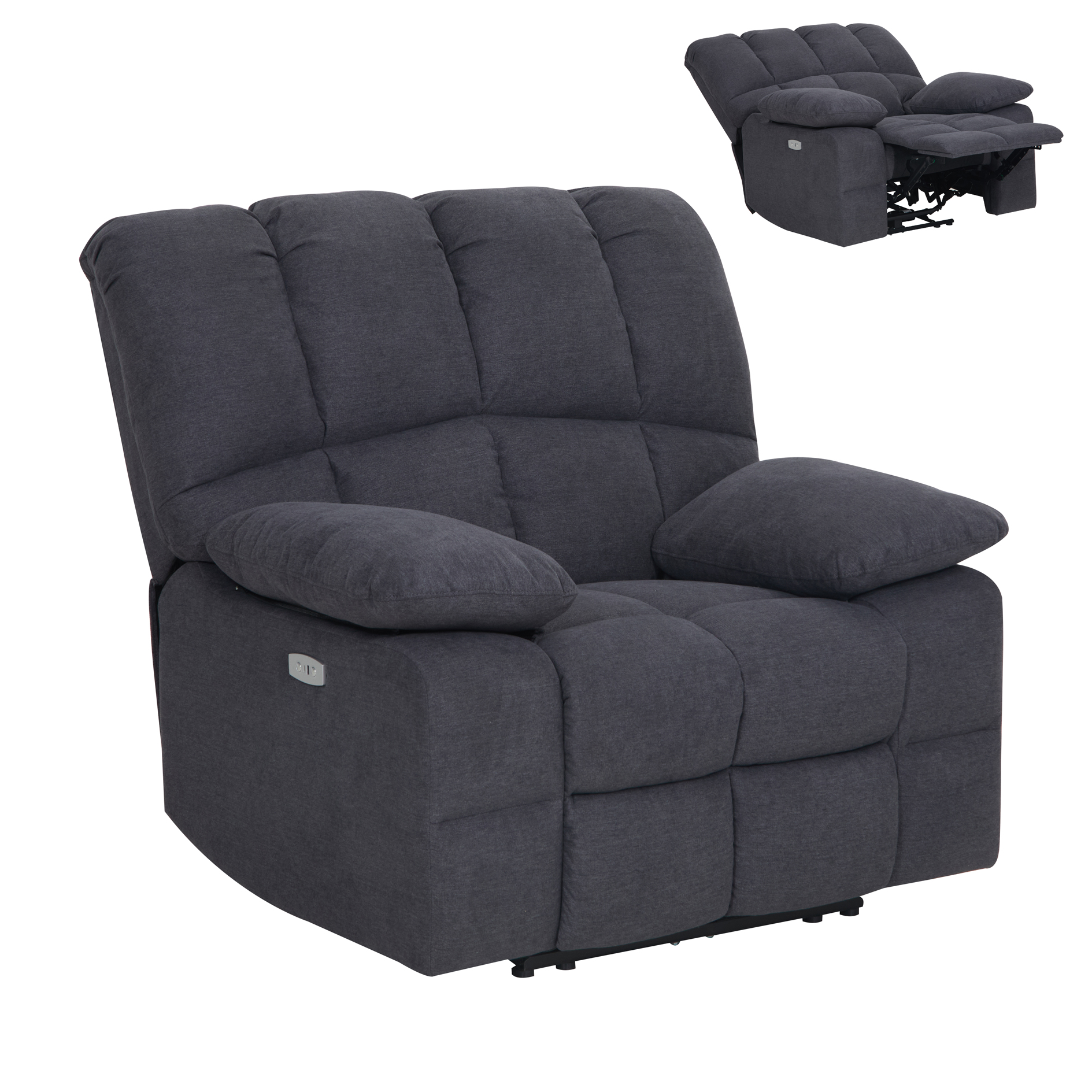 Sessel - grau - Relaxfunktion - mit Motor - Webstoff