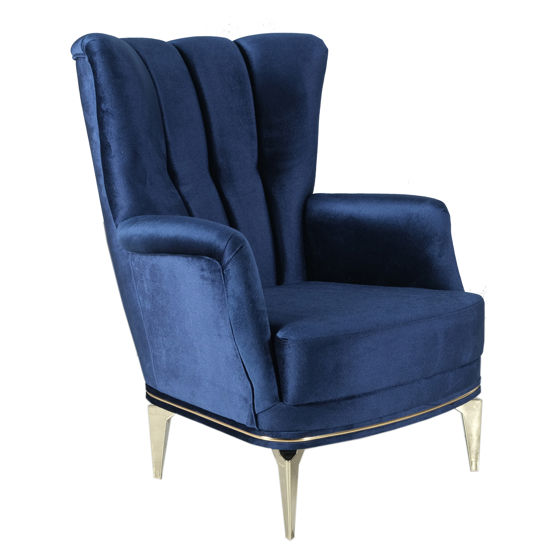 Sessel - marineblau-gold - Mikrofaser
