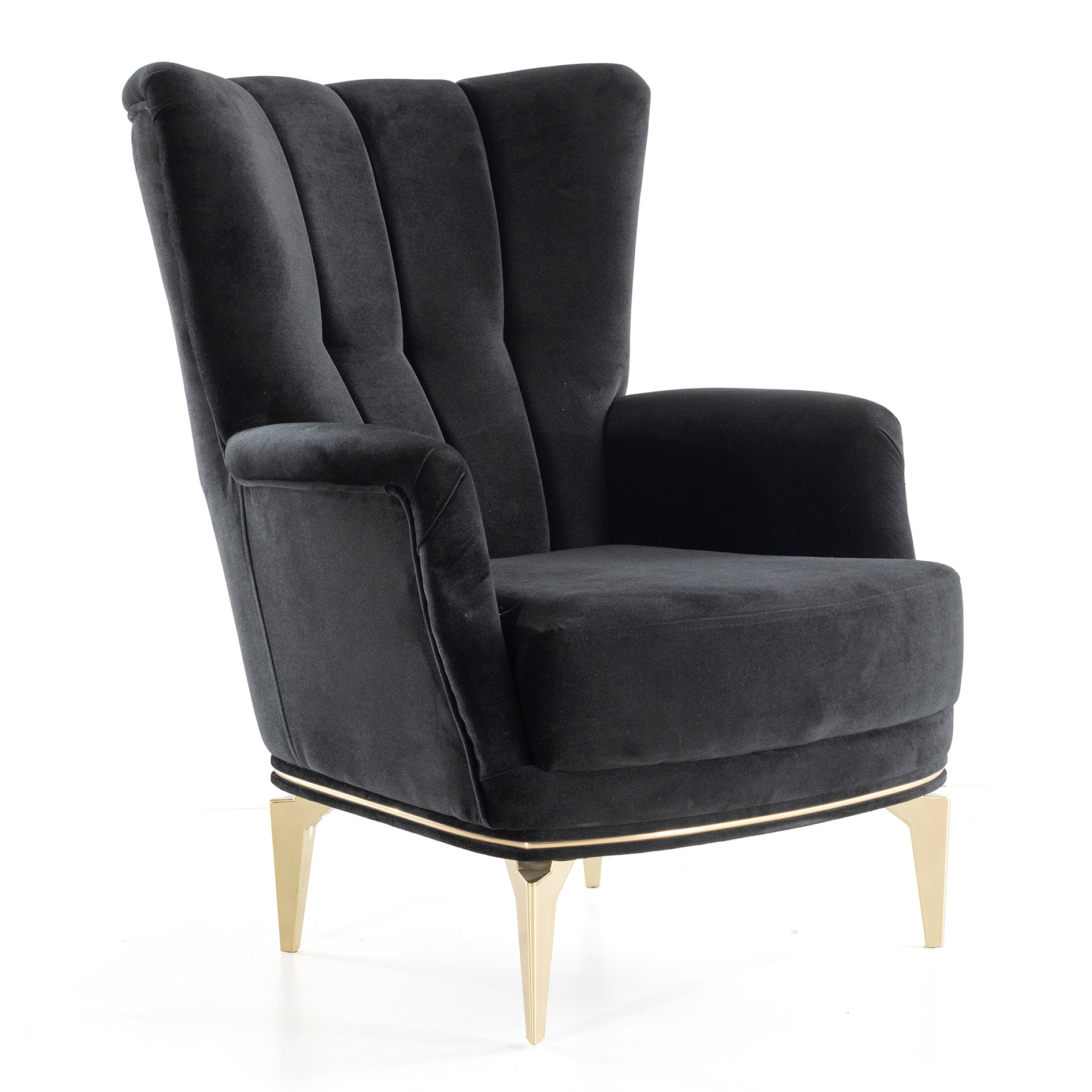 Sessel - schwarz-gold - Mikrofaser