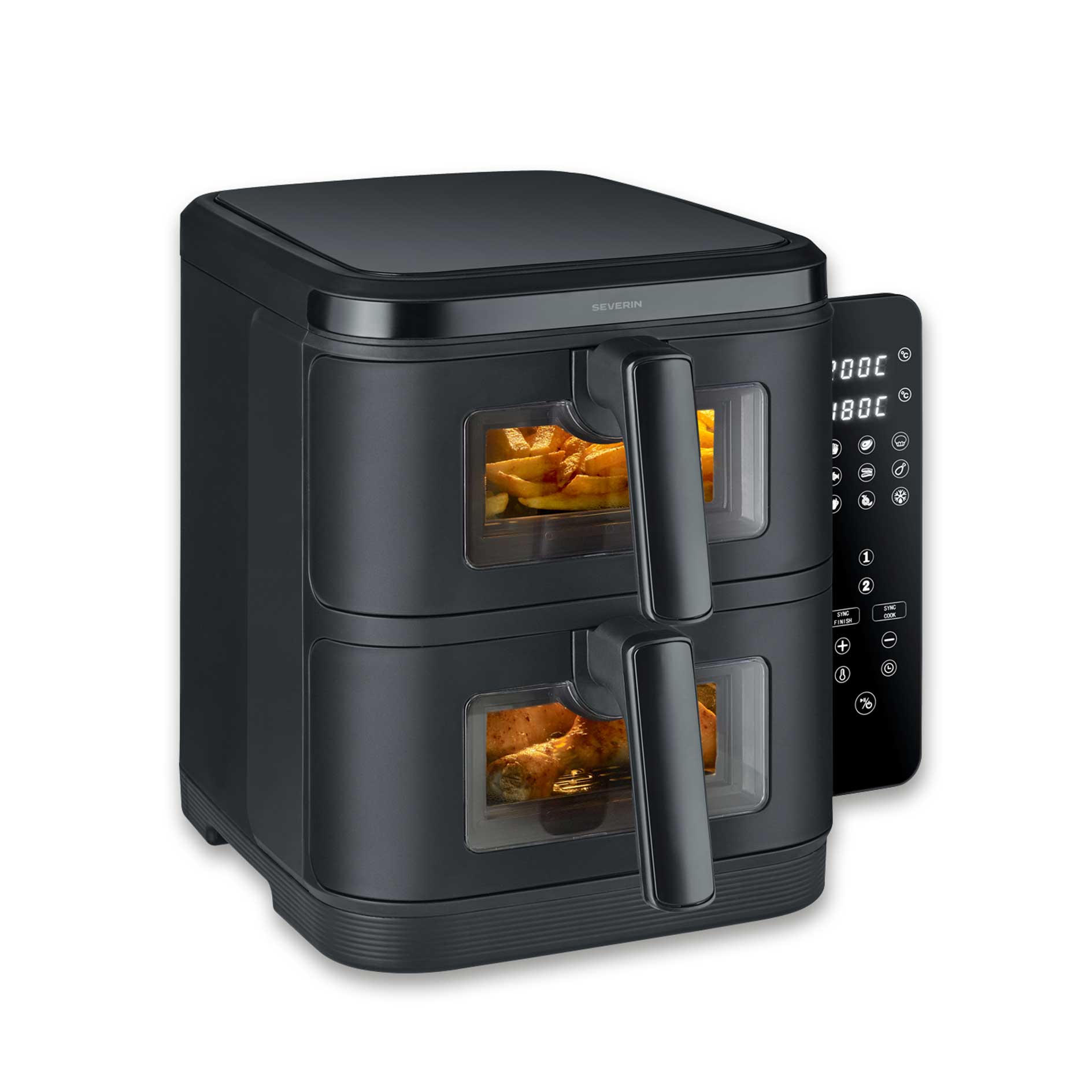 SEVERIN Doppel-Heißluftfritteuse - schwarz - 9 Programme - 2x 5,5 Liter