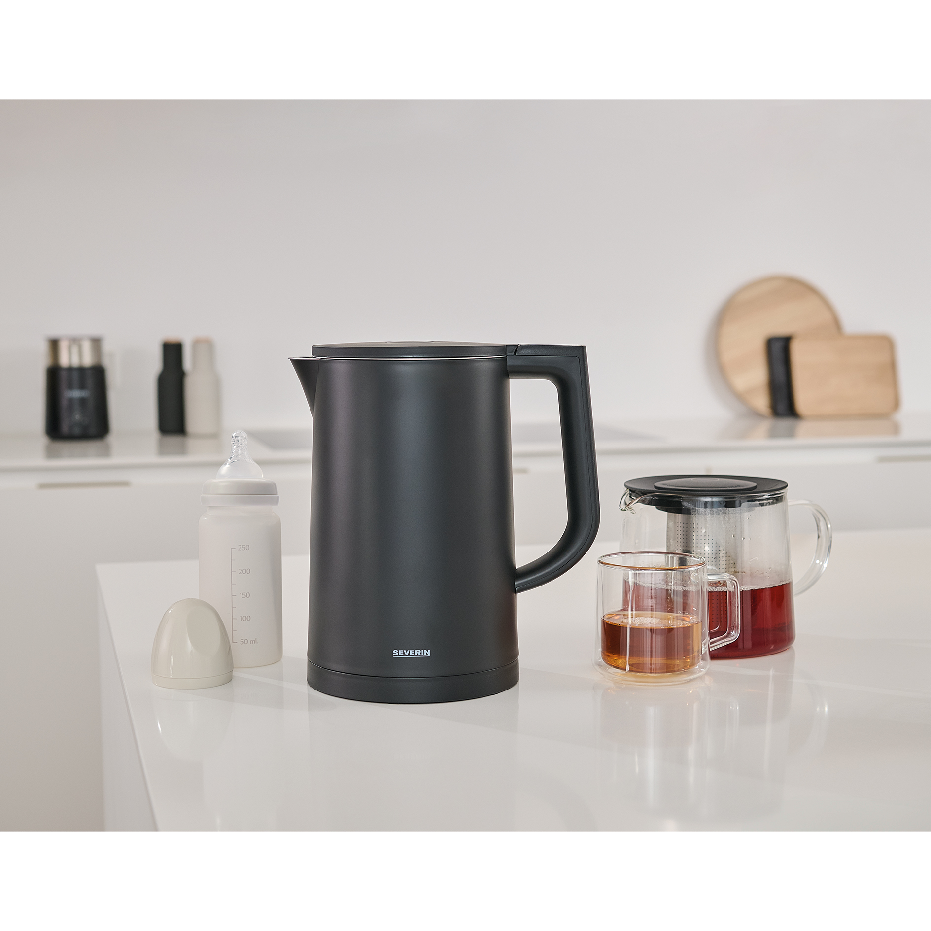 SEVERIN Wasserkocher 3483 - schwarz matt - Warmhaltefunktion