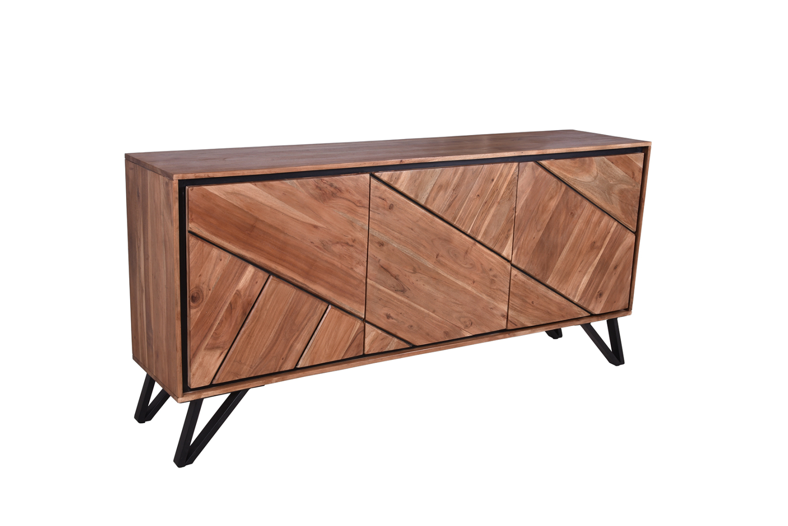 Sideboard AMBALA - natur-schwarz - Akazie massiv