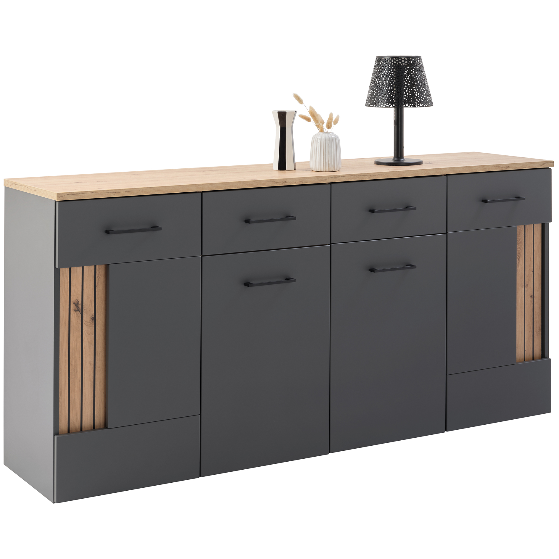 Sideboard - anthrazit - Artisan Eiche - 2 Schubkästen - 166 cm breit