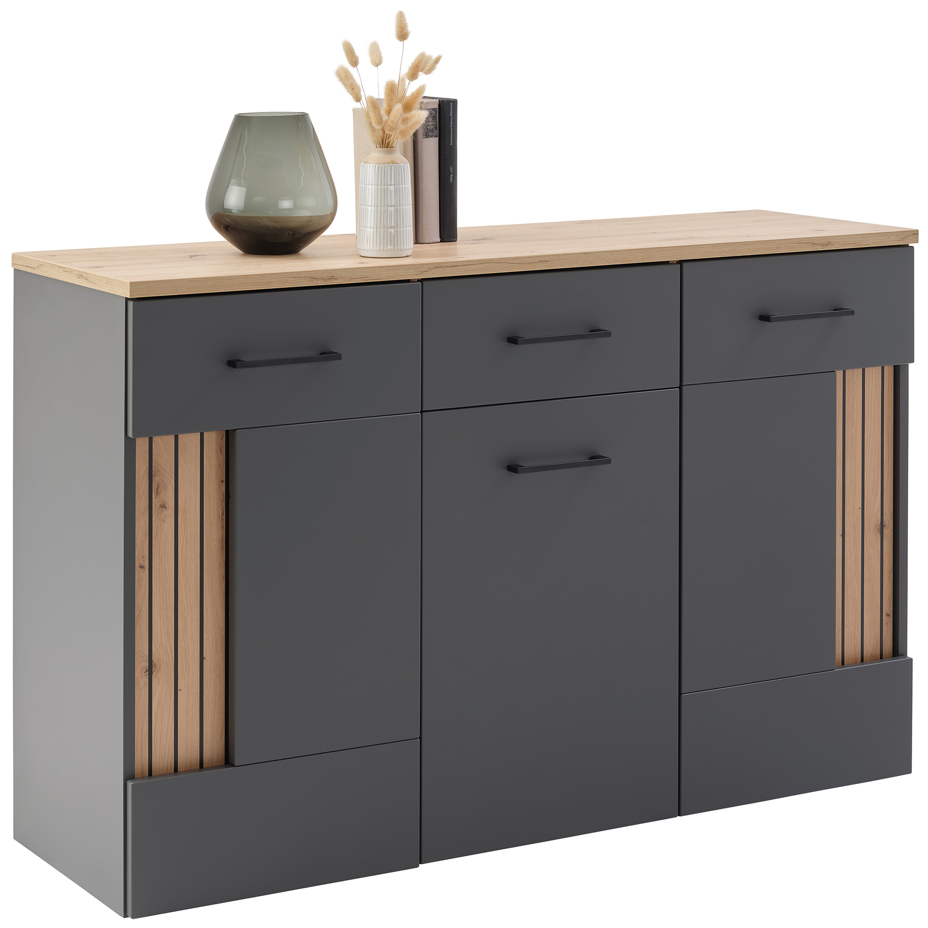Sideboard - anthrazit - Artisan Eiche - 3 Türen - 1 Schubkasten - 125 cm