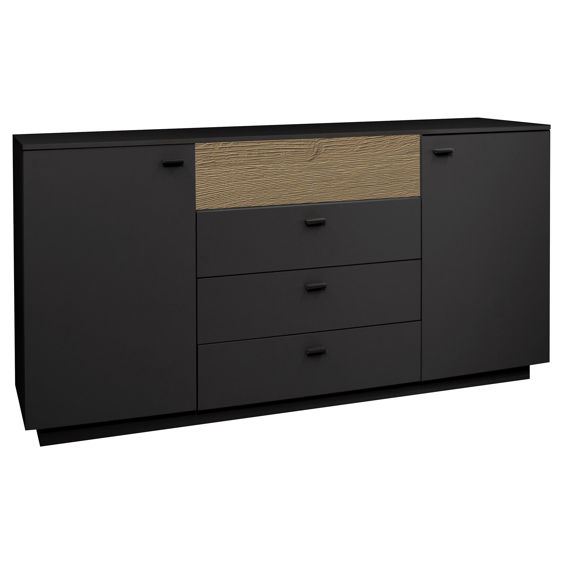 Sideboard - anthrazit matt - Eiche massiv - LED-Beleuchtung - 192 cm