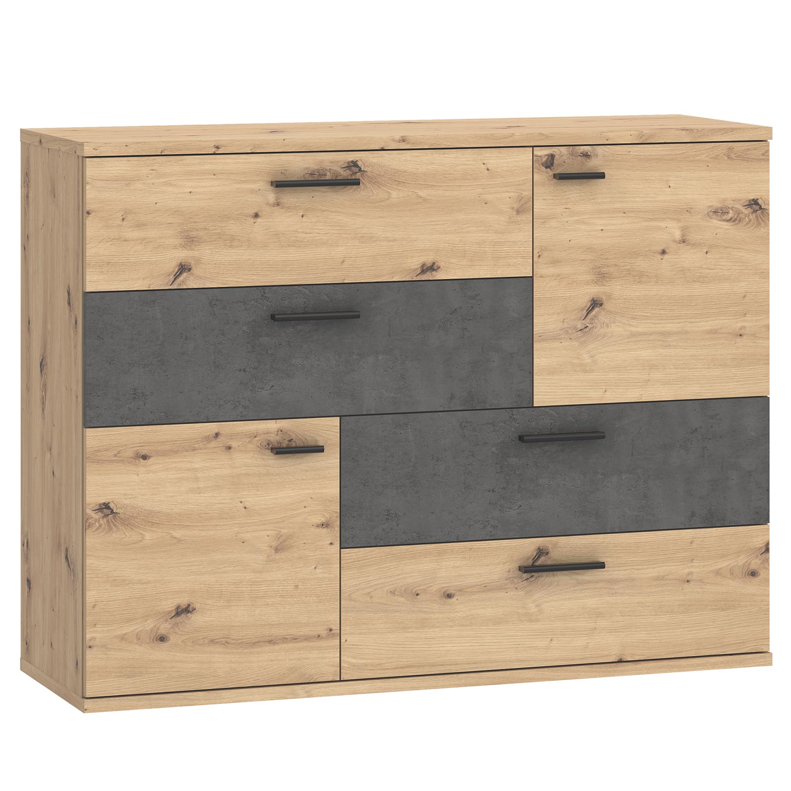 Sideboard - Artisan Eiche - Beton-Optik - 125 cm