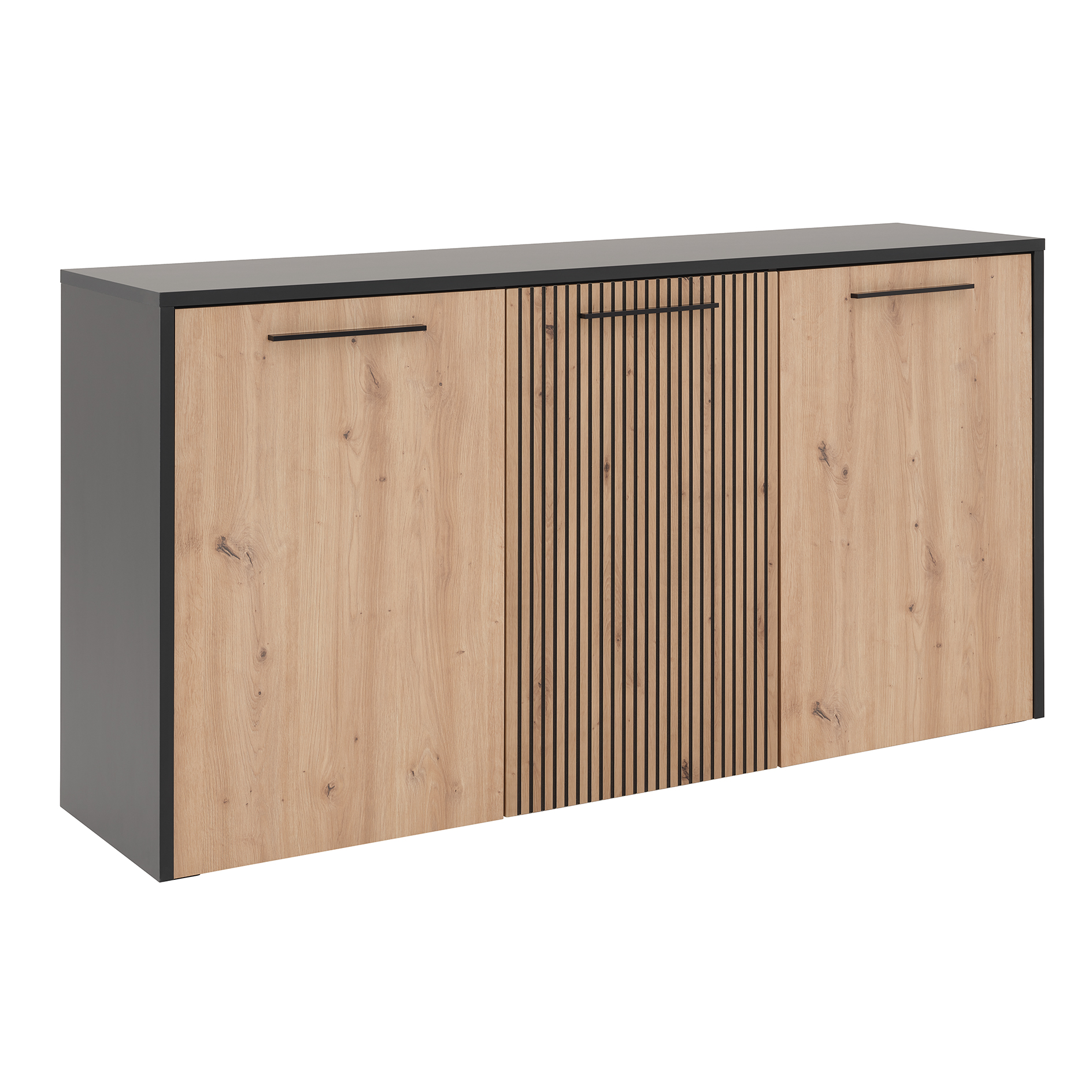 Sideboard - Artisan Eiche - schwarz - 165 cm breit