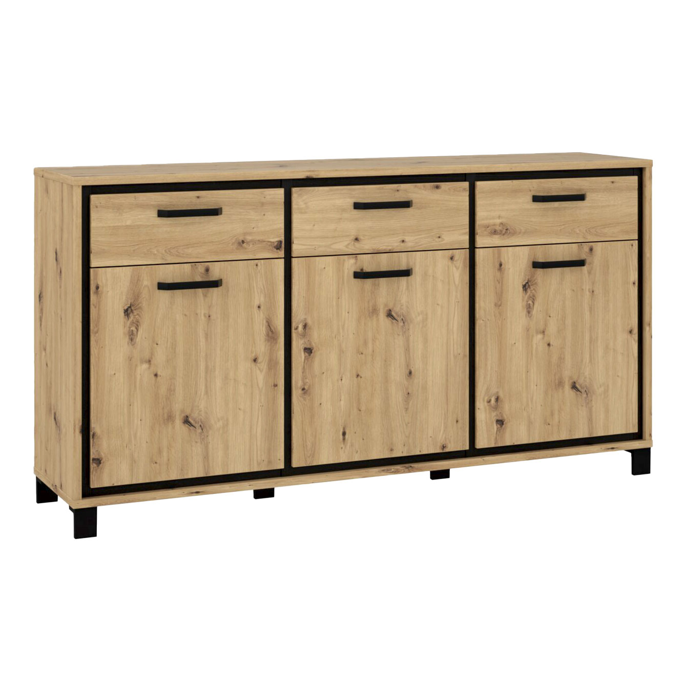 Sideboard - Artisan Eiche - Schwarzeiche - 3 Schubkästen - 178,4 cm