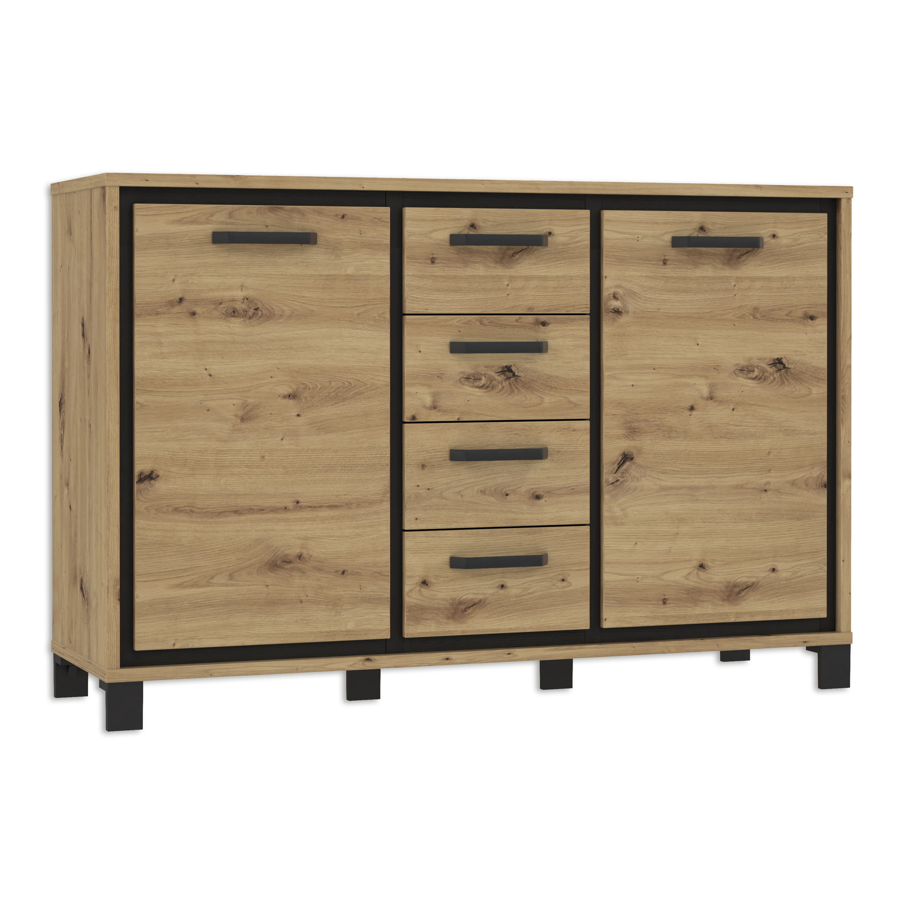 Sideboard - Artisan Eiche - Schwarzeiche - 4 Schubkästen