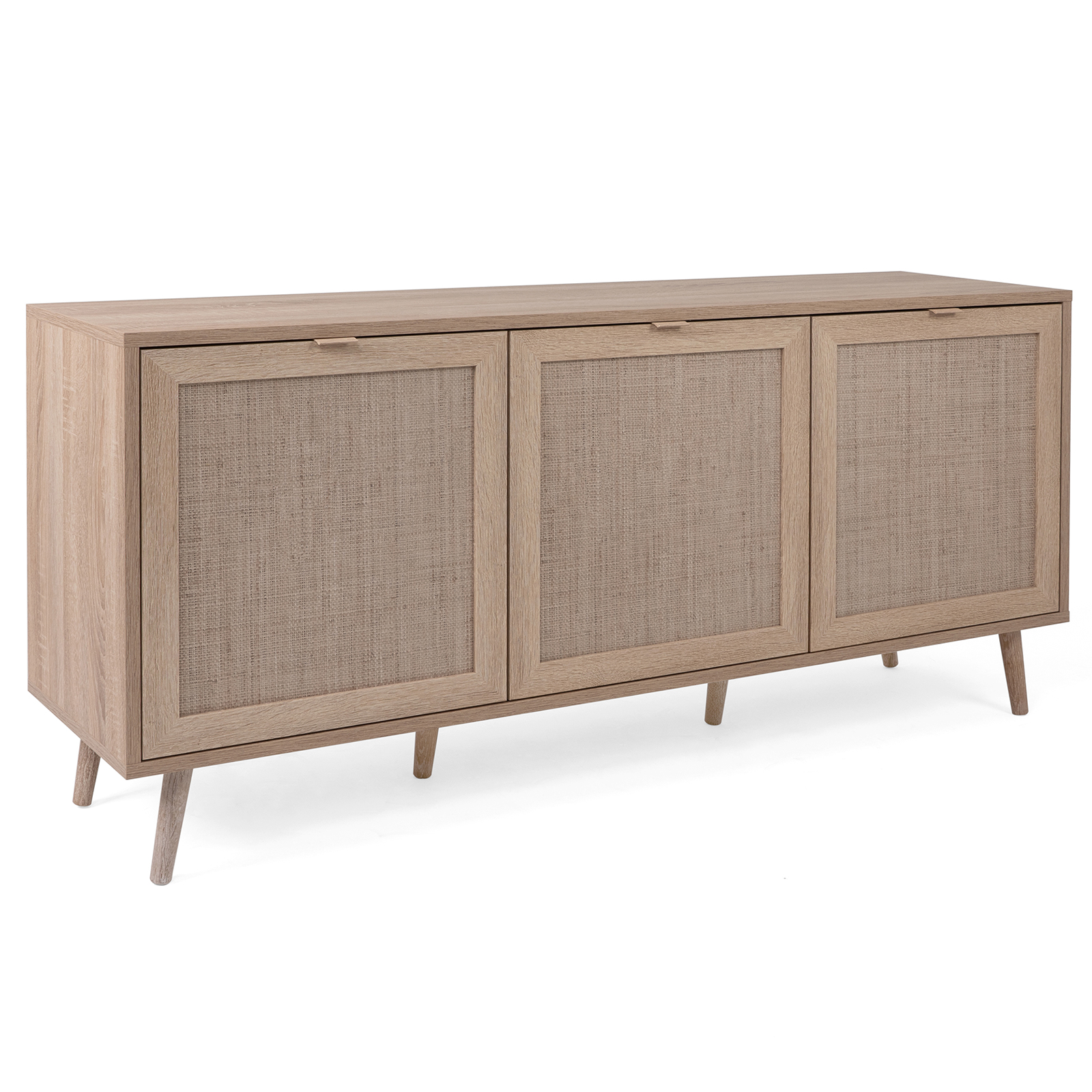 Sideboard BALI - Sonoma Eiche - Rafia geflecht - 150 cm breit