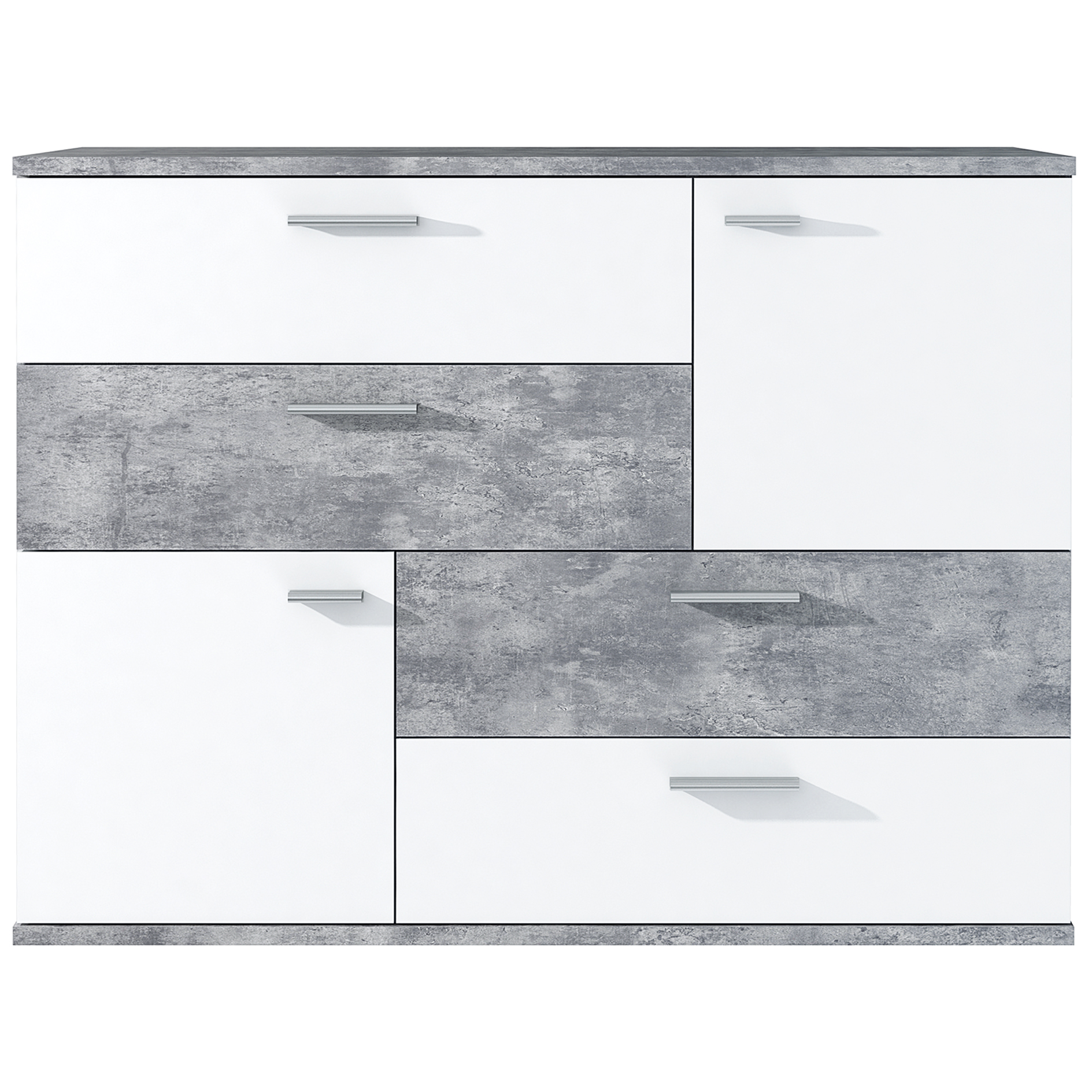 Sideboard - Beton-Optik - weiß - 125 cm breit