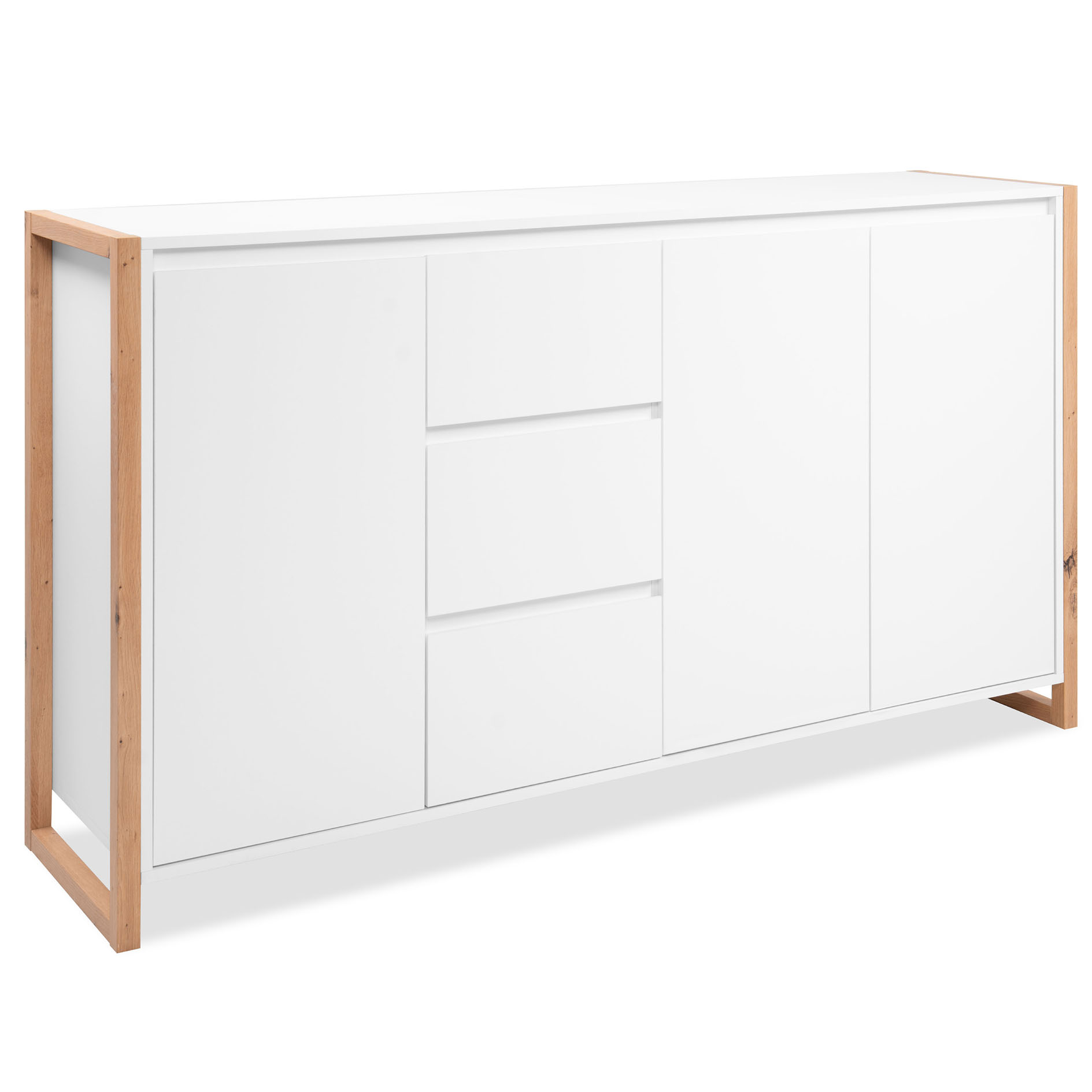 Sideboard DENVER - weiß - Artisan Eiche - 160 cm breit