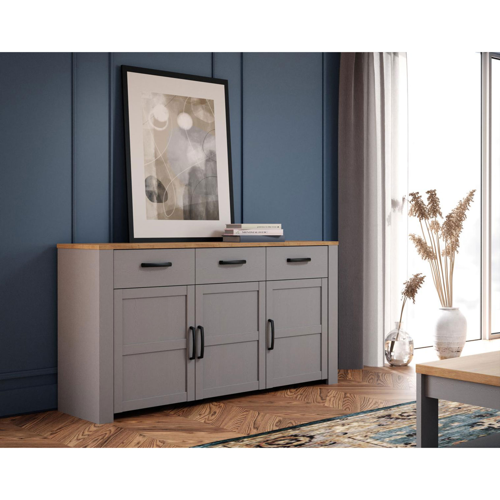 Sideboard - Eiche grau - Riviera Eiche - 166 cm breit