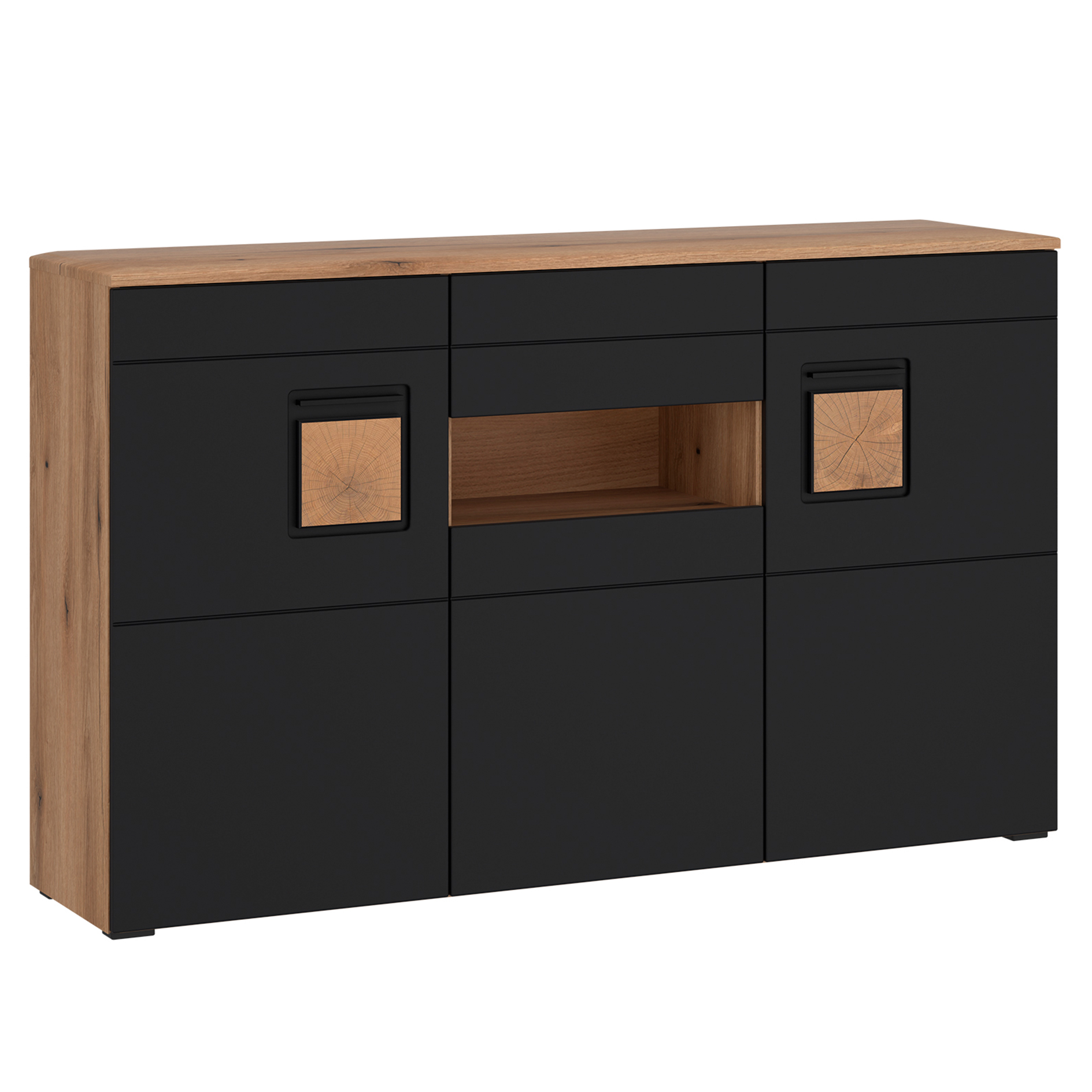 Sideboard - Evoke Eiche - schwarz - 144 cm
