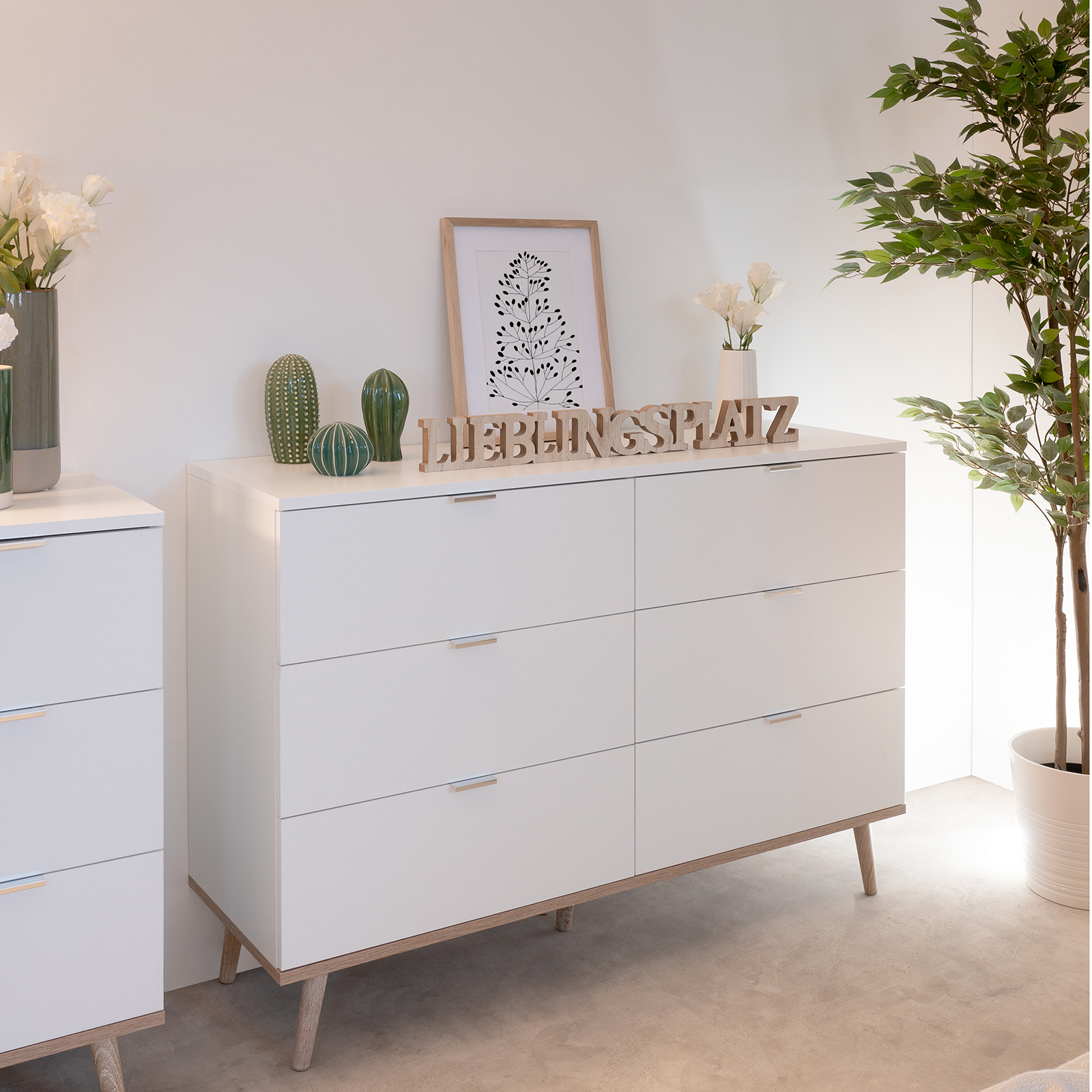 Sideboard GÖTEBORG - weiß - Sonoma Eiche - 120 cm breit