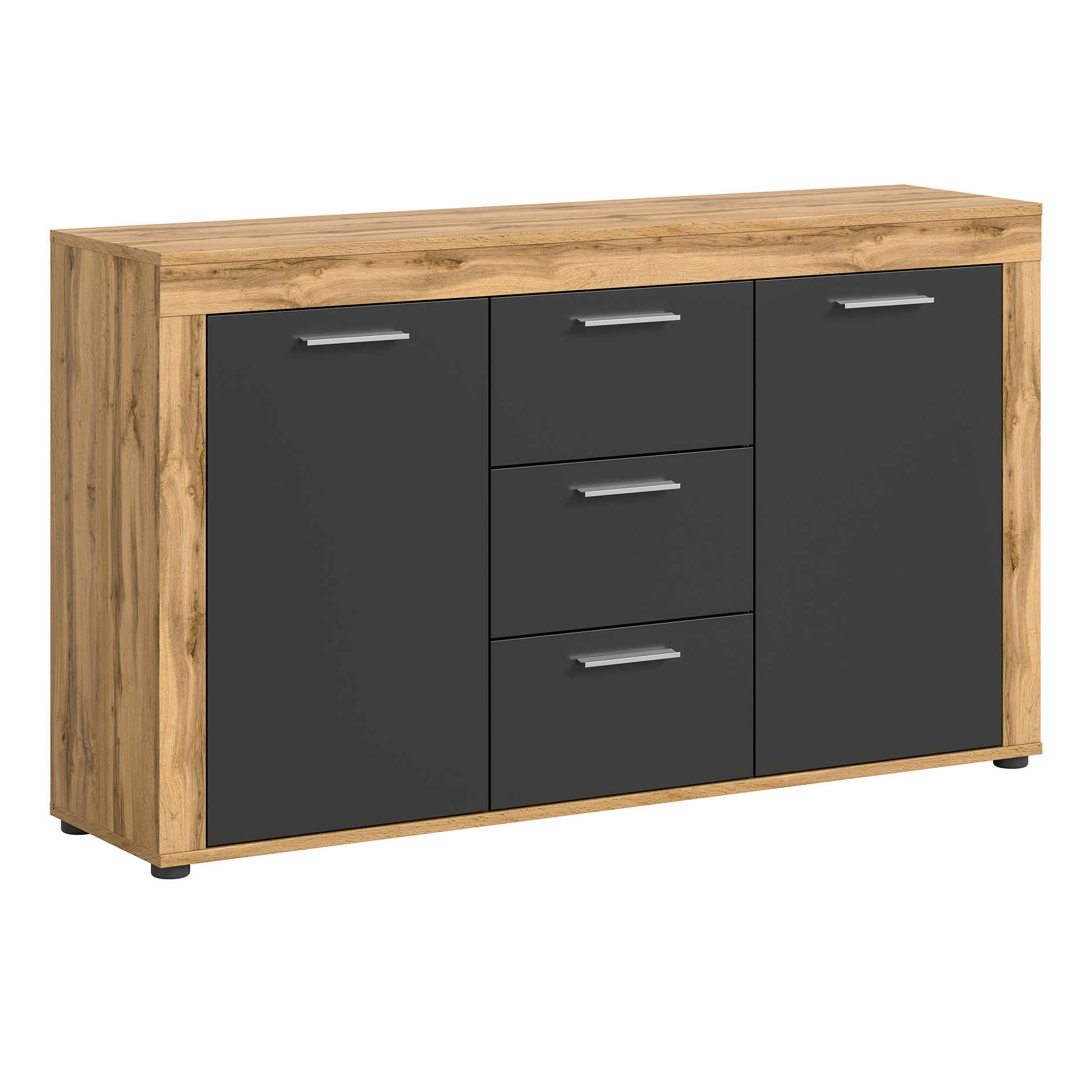 Sideboard JAM - grau - Wotan Eiche - 125 cm breit