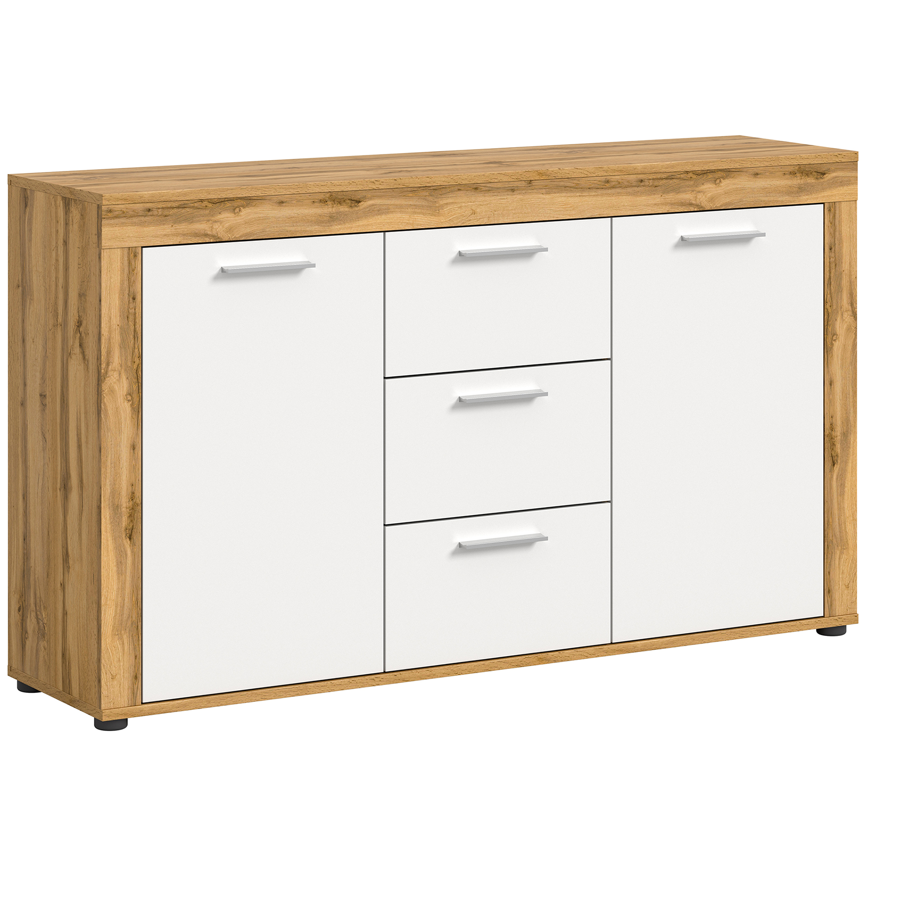 Sideboard JAM - Wotan Eiche - weiß - 125 cm breit