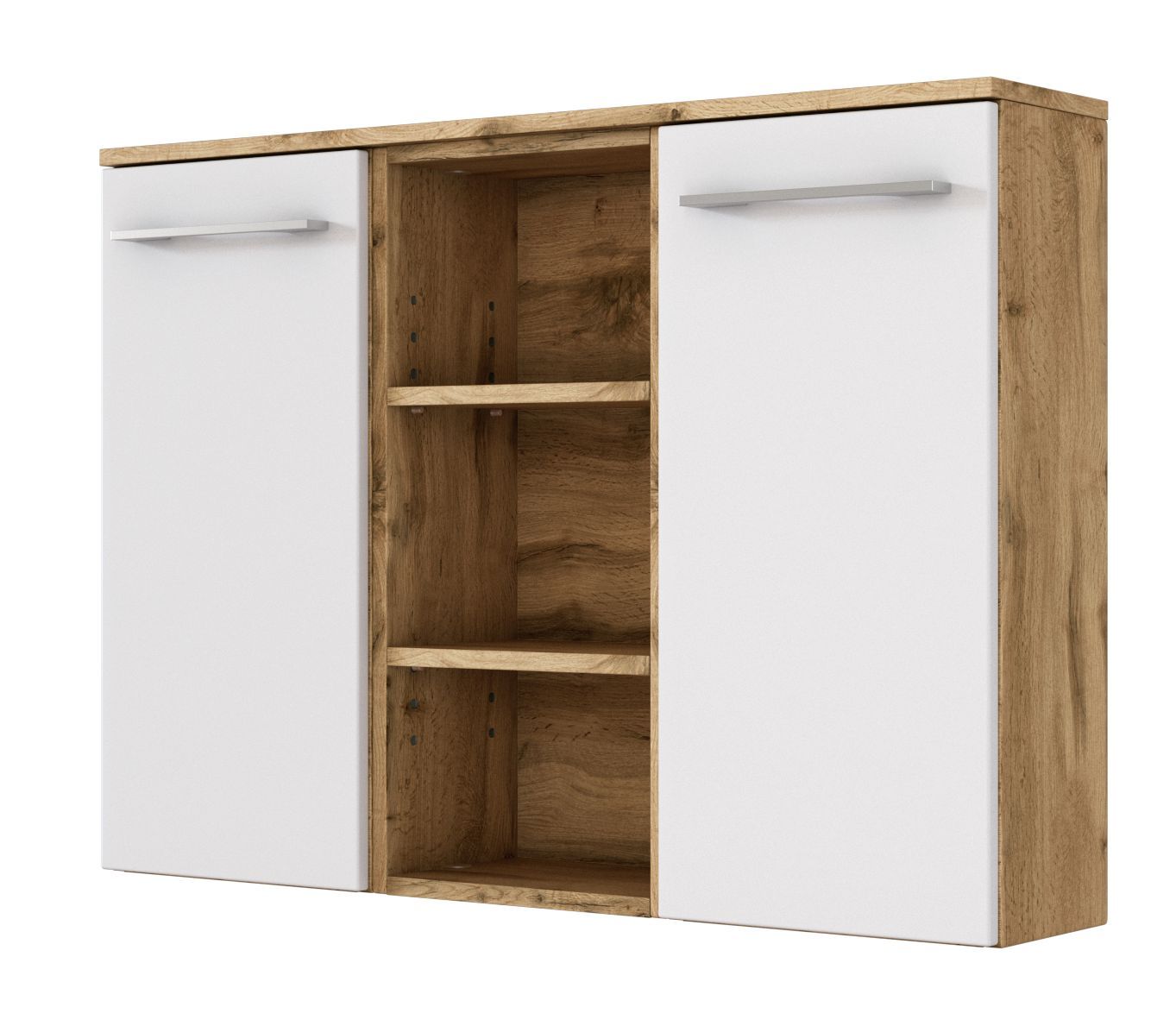 Sideboard LIVORNO - weiß matt - Wotaneiche - 90 cm