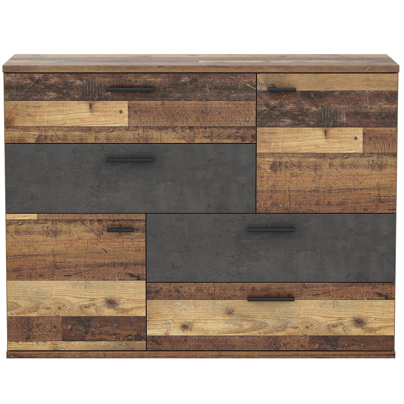Sideboard - Old Wood Vintage - Beton-Optik - 125 cm