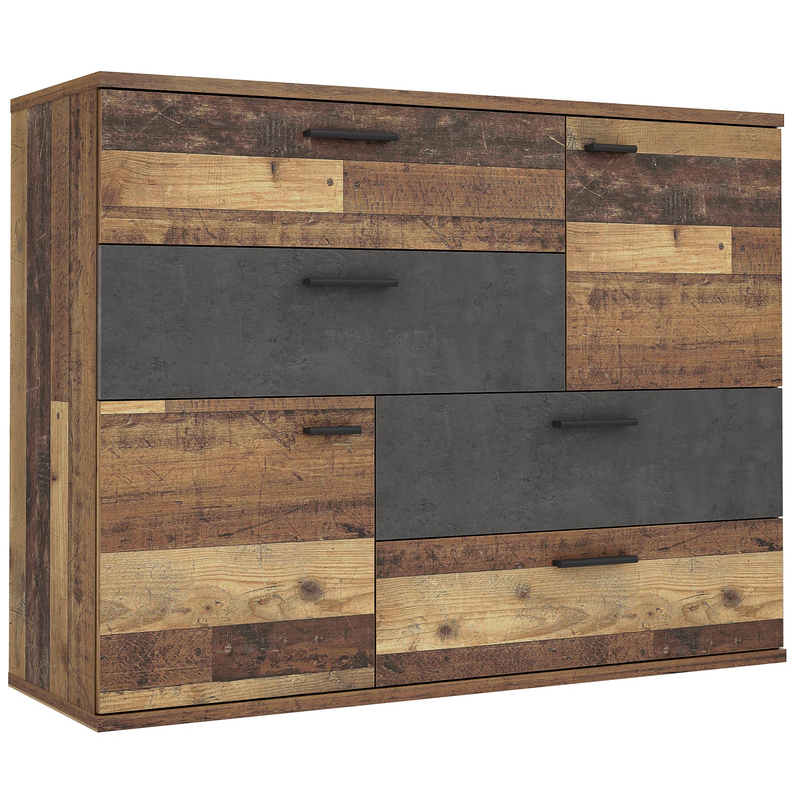 Sideboard - Old Wood Vintage - Beton-Optik - 125 cm