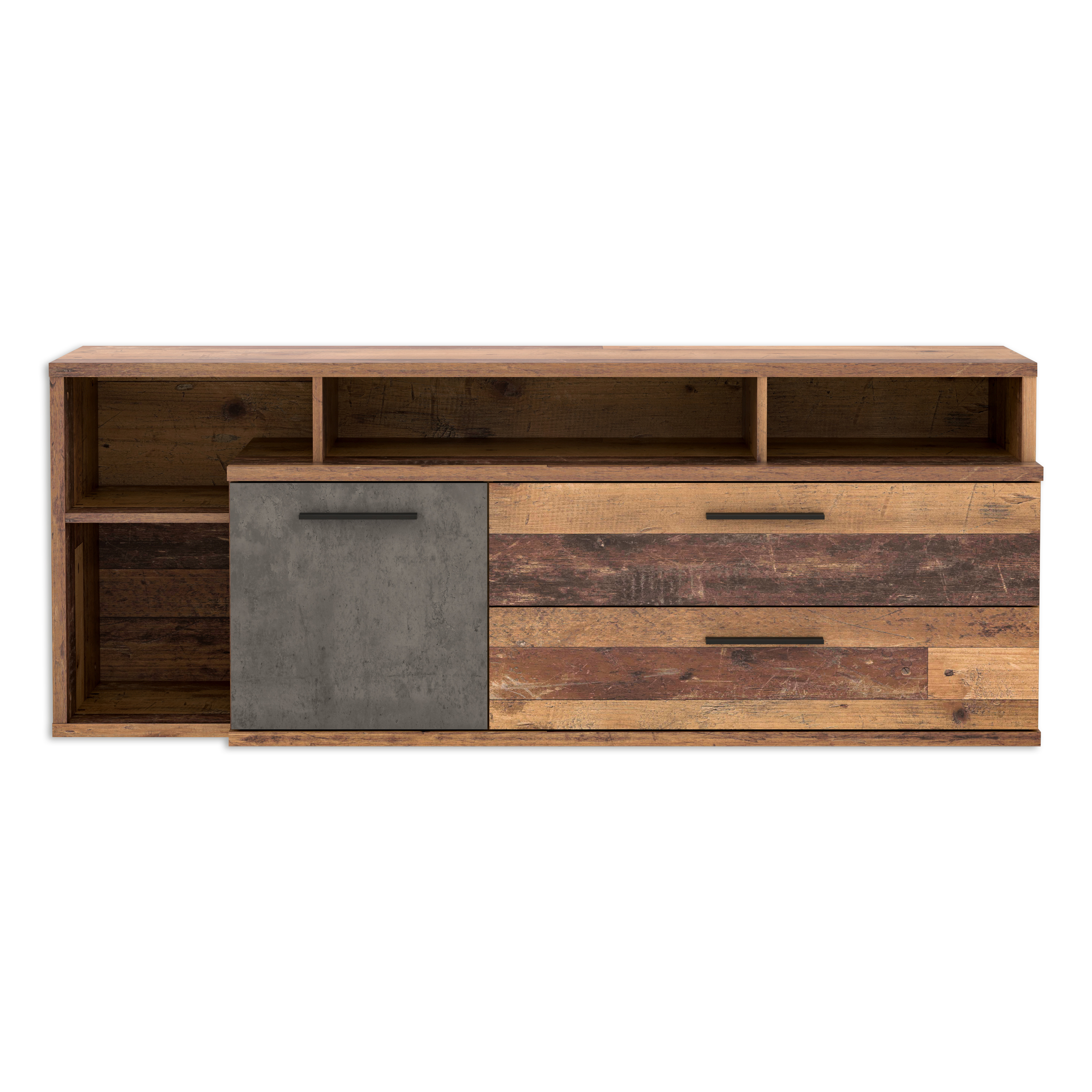 Sideboard - Old Wood Vintage - Betonoptik - 4 offene Fächer