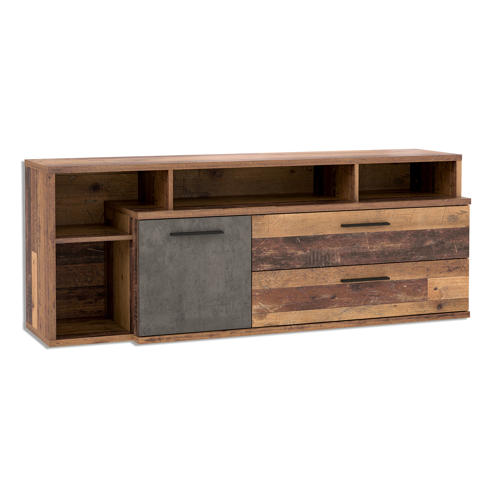 Sideboard - Old Wood Vintage - Betonoptik - 4 offene Fächer