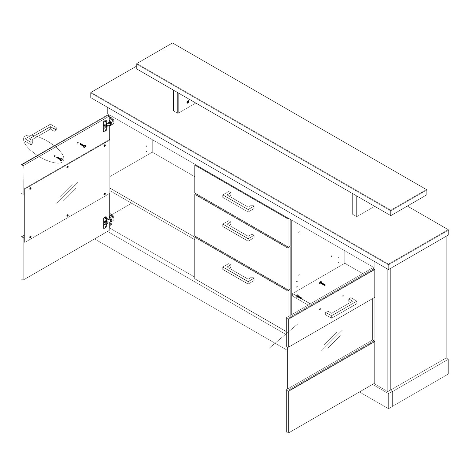 Sideboard - Pinie weiß - Touchwood - 206 cm breit