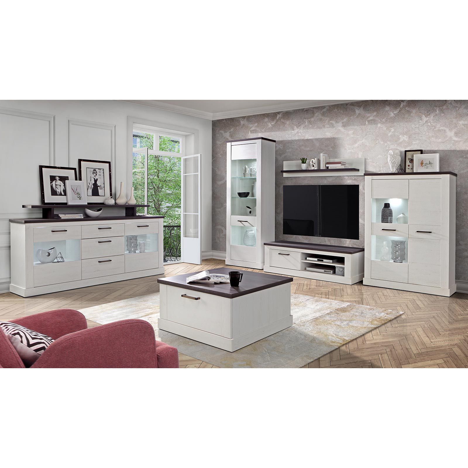 Sideboard - Pinie weiß - Touchwood - 206 cm breit