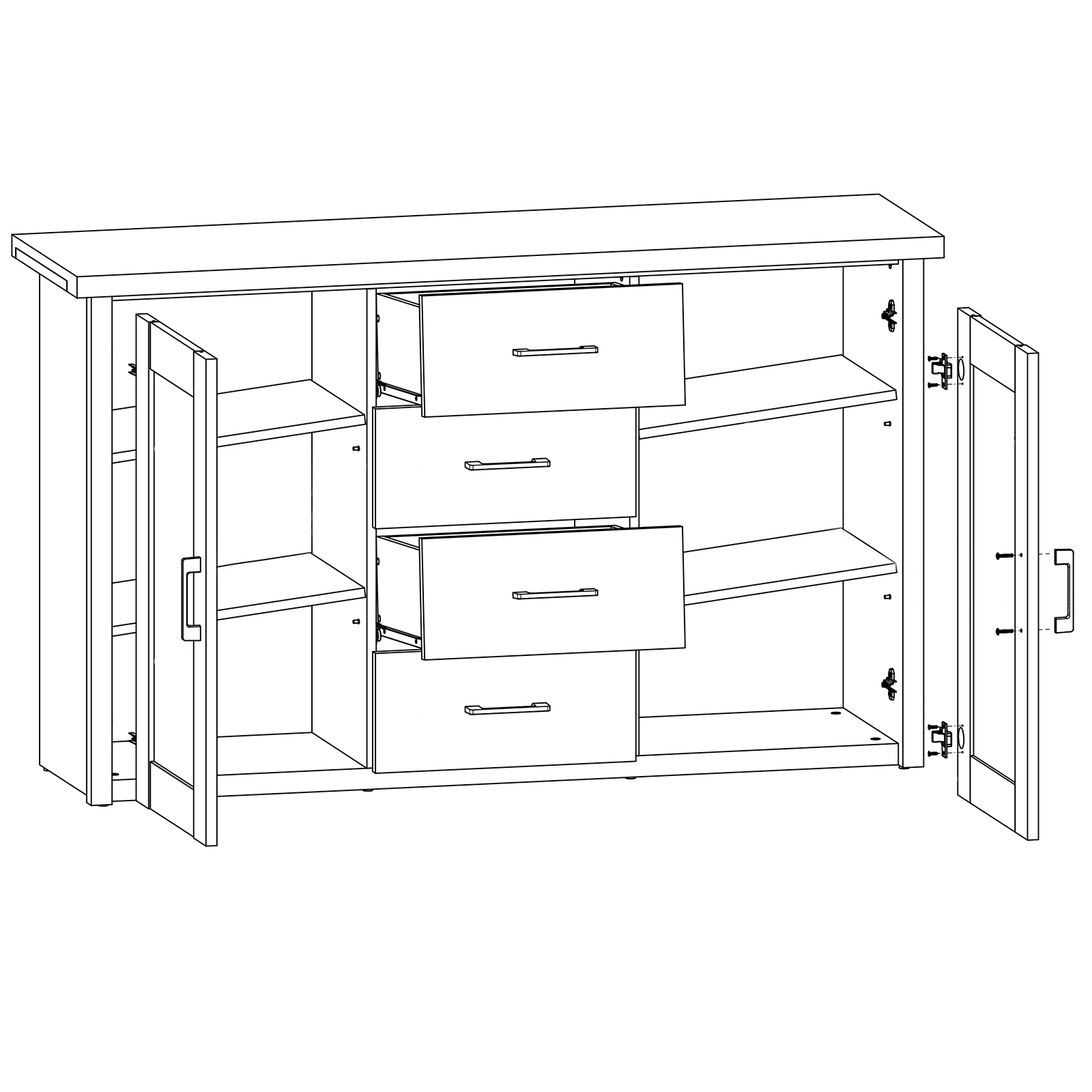 Sideboard - Pinie weiß - Trüffel