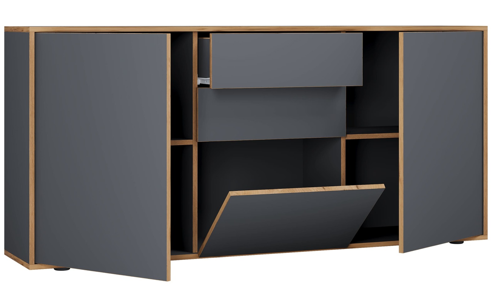 Sideboard SALIA - anthrazit - Honig Eiche - 160 cm