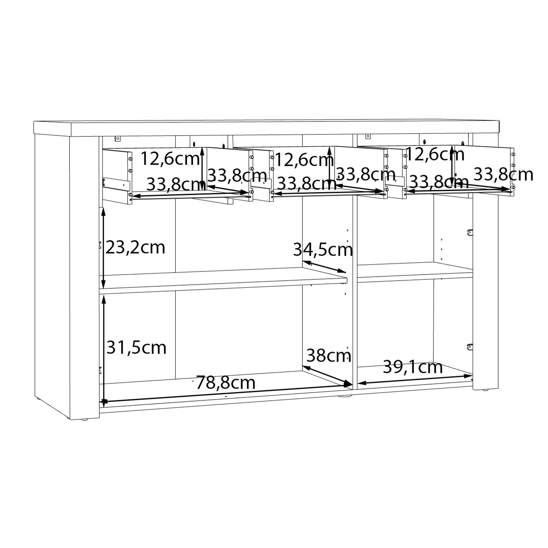 Sideboard - Sandeiche - 136 cm breit