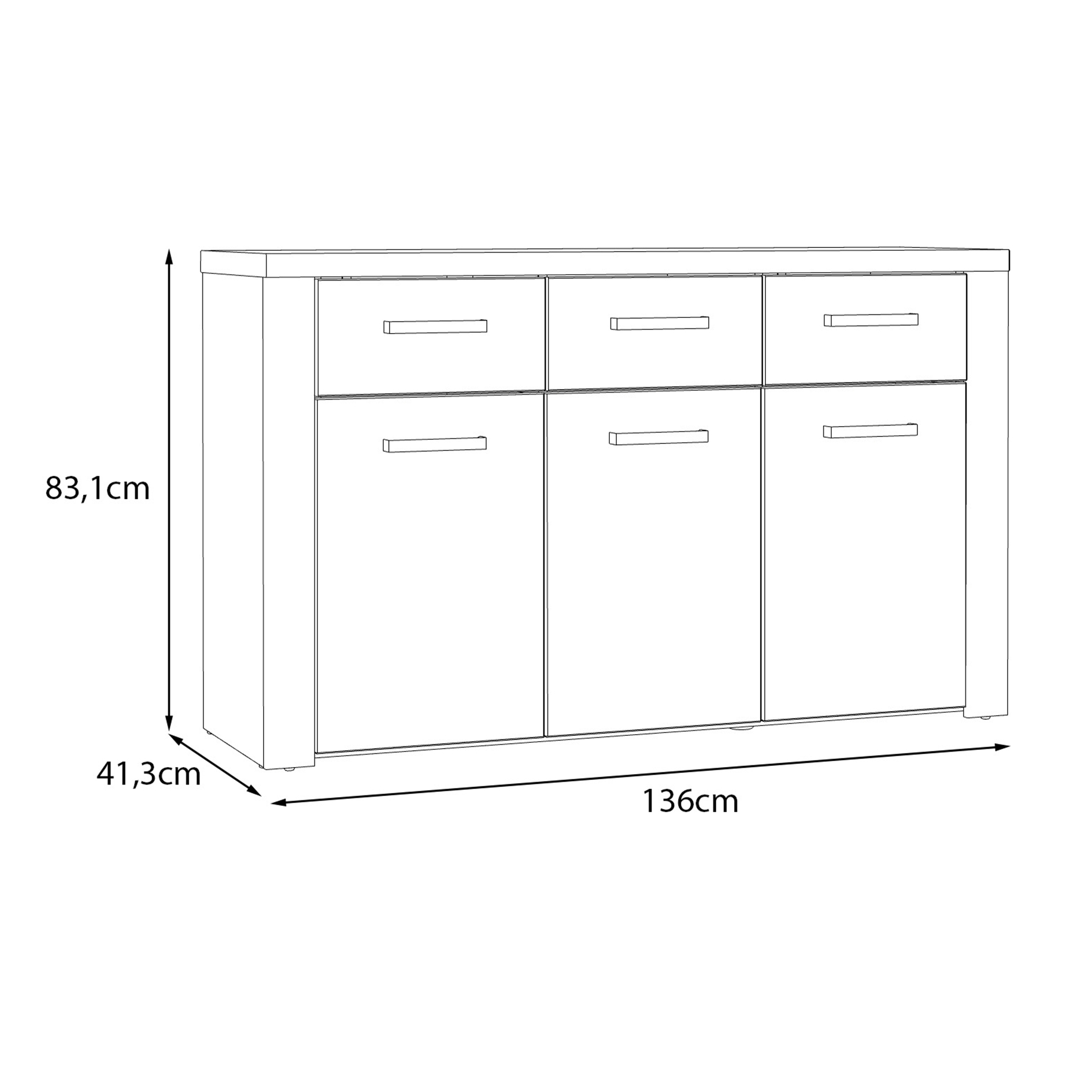 Sideboard - Sandeiche - 136 cm breit