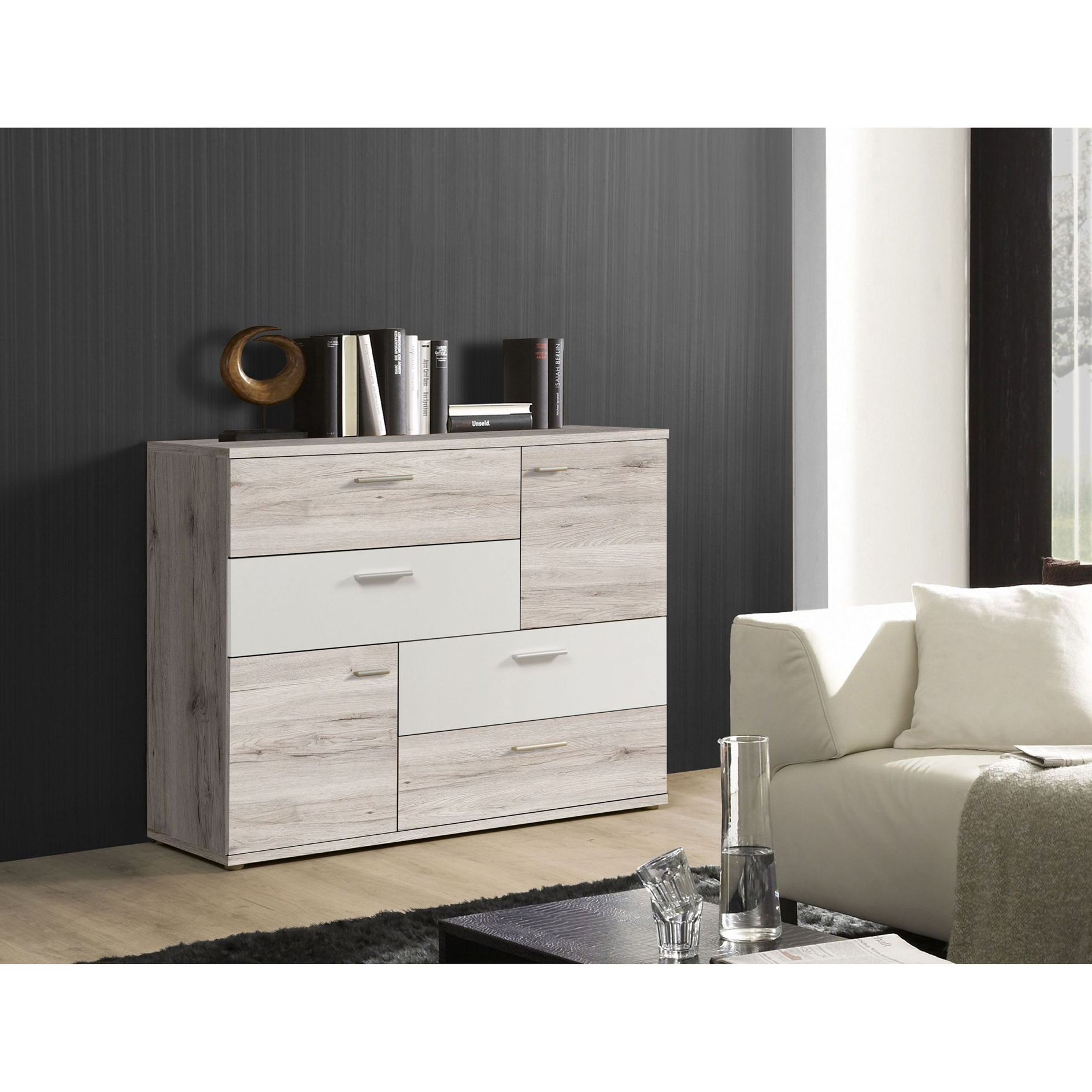Sideboard - Sandeiche-weiß - 125 cm breit