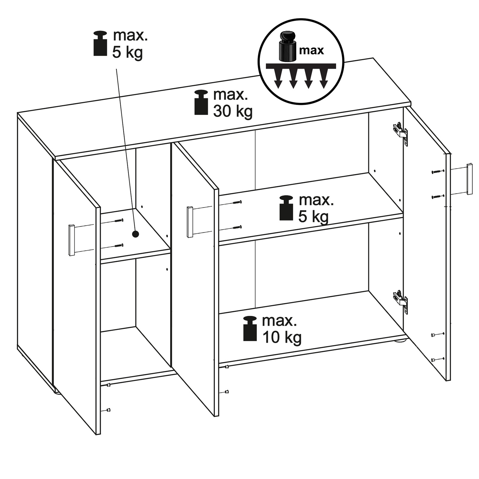 Sideboard - Sonoma Eiche - 132 cm breit