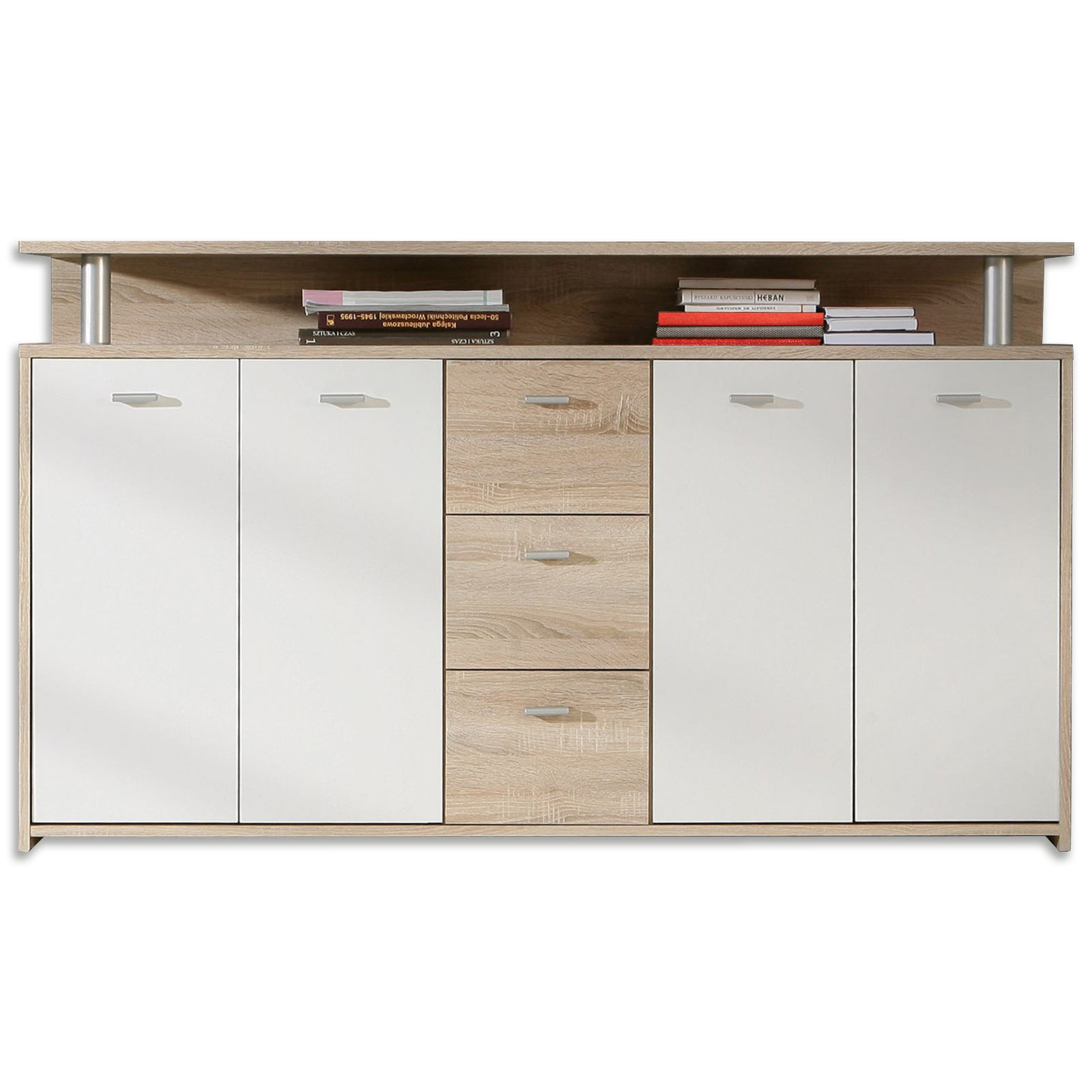 Sideboard - Sonoma Eiche - weiß - 152 cm