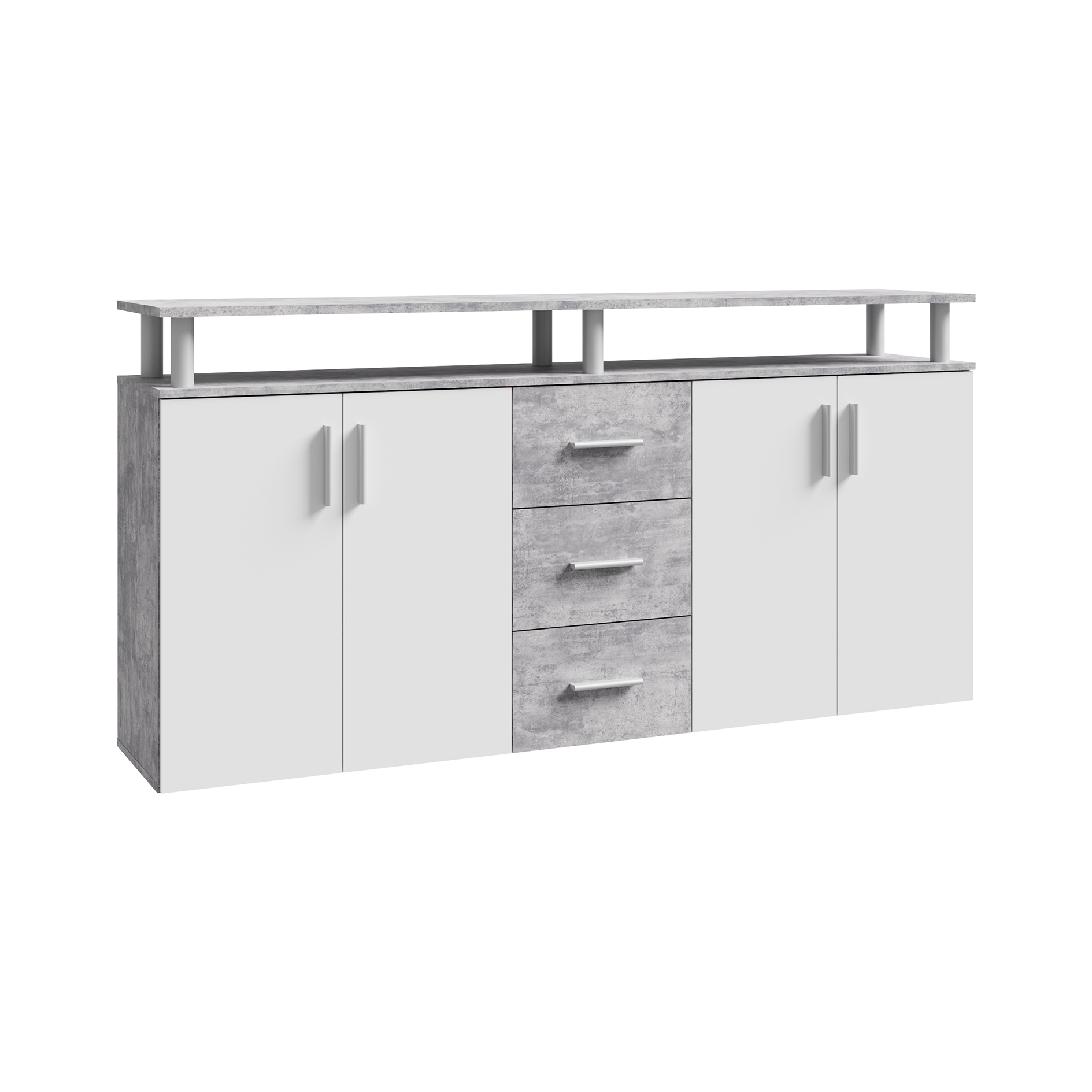 Sideboard - weiß-Beton-Optik - 179 cm