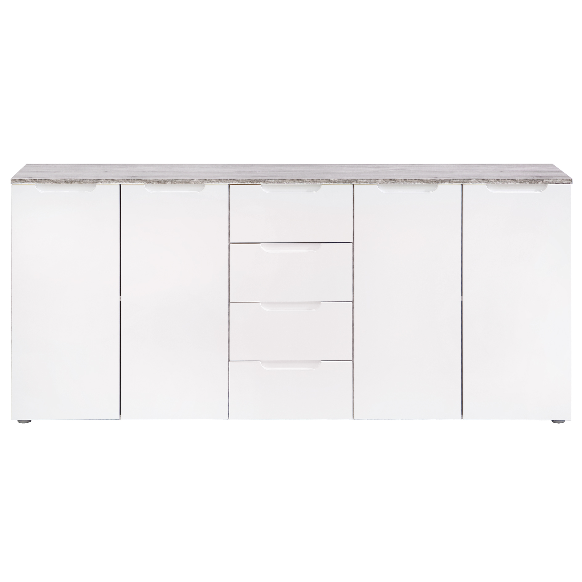 Sideboard - weiß Hochglanz - Sandeiche - 179 cm breit