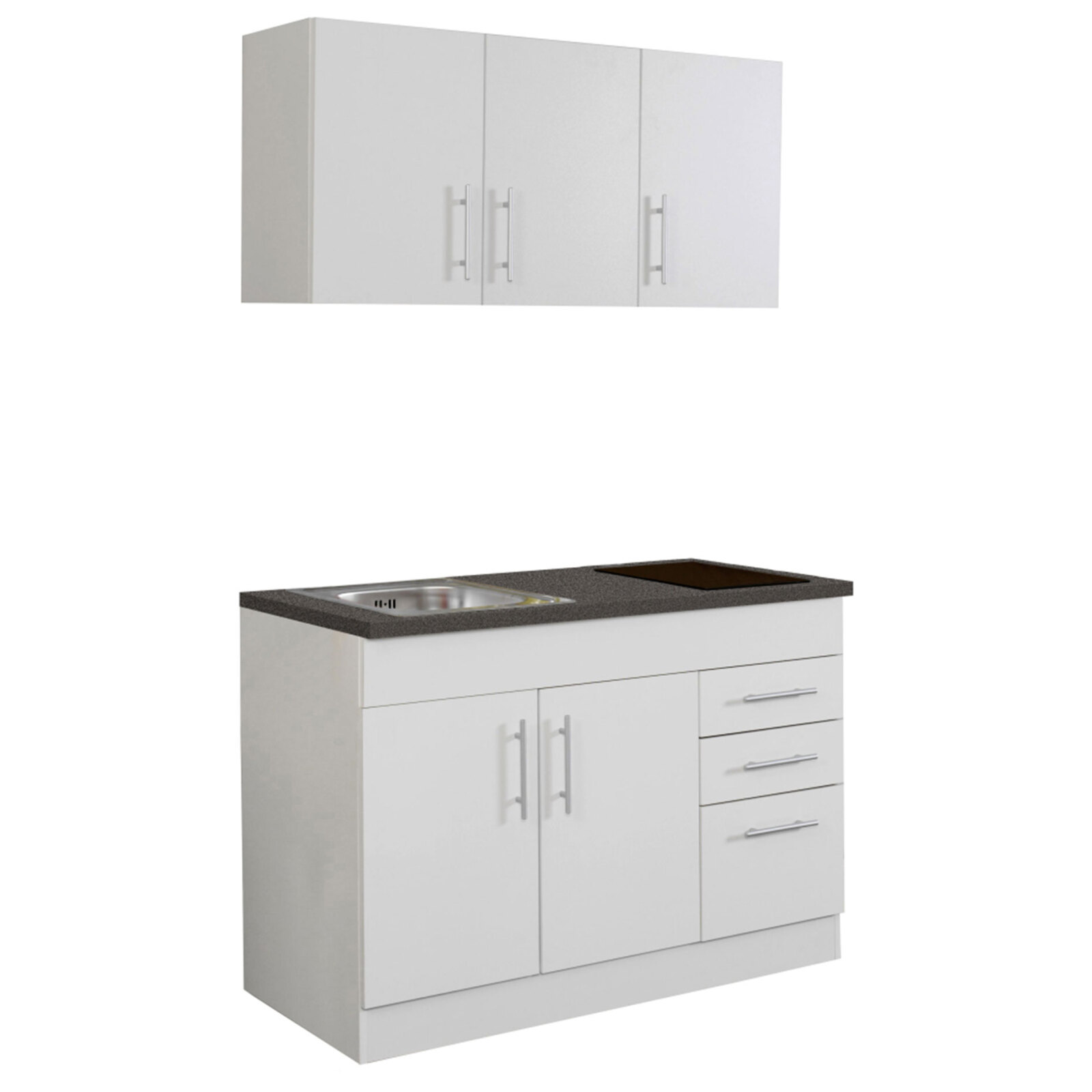 Single-Küche TORONTO - weiß - Glaskeramik-Kochfeld - 120 cm