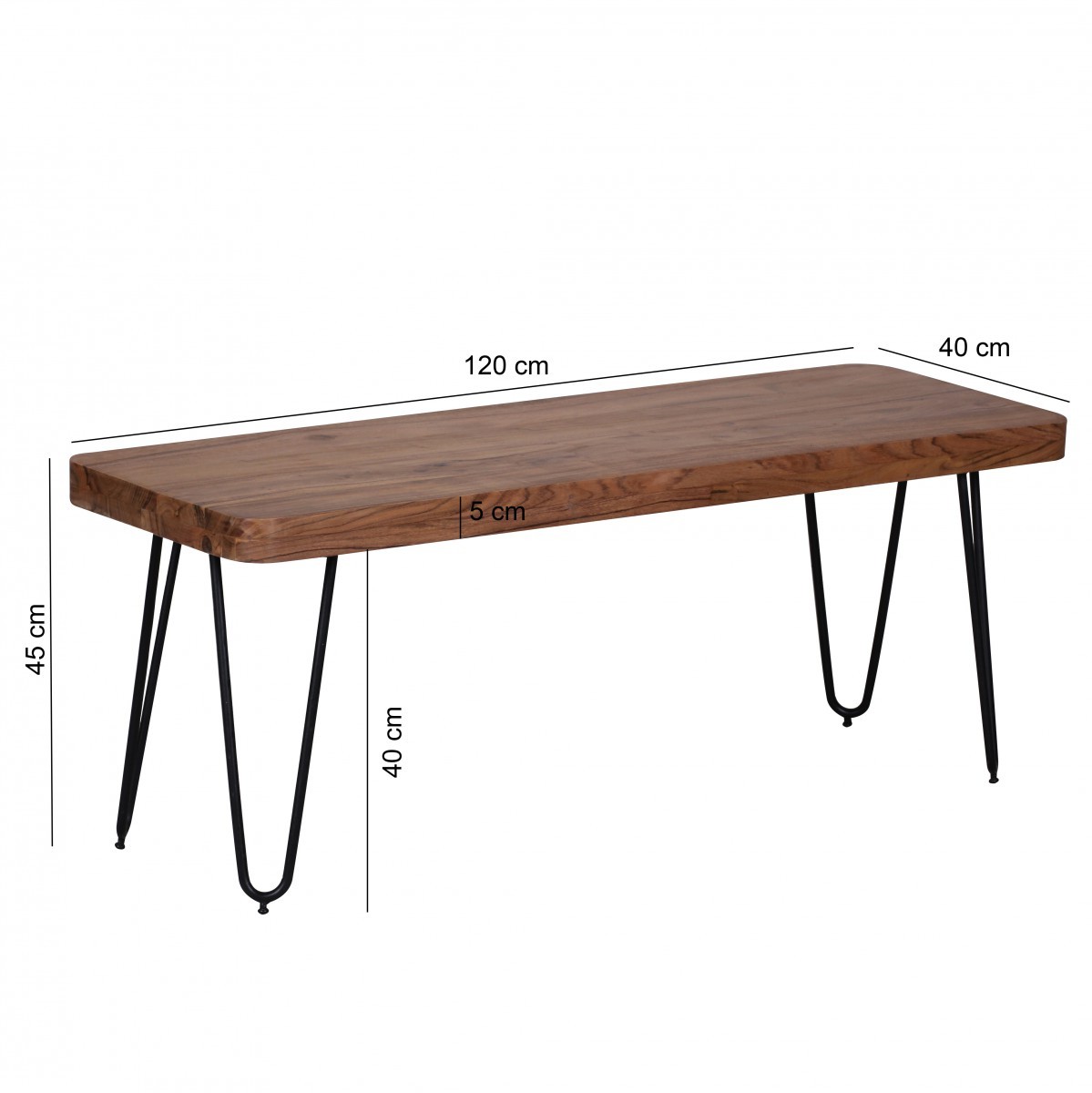 Sitzbank - Akazie massiv lackiert - 120 cm breit