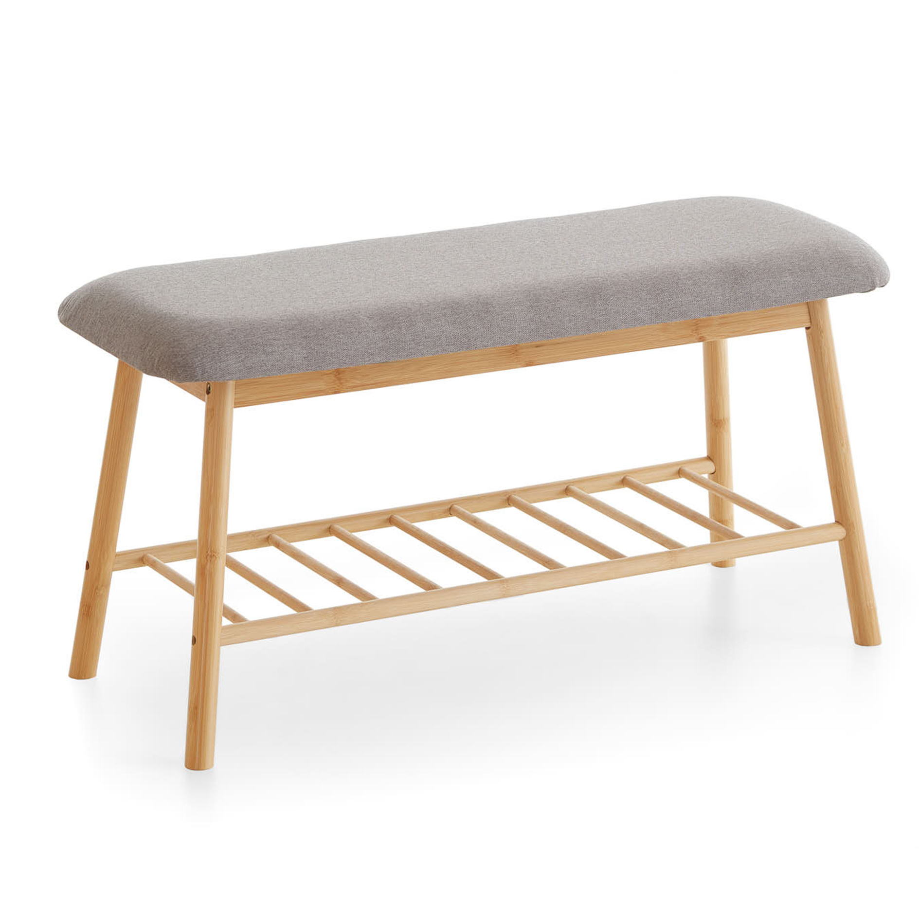 Sitzbank - Bambus - grau - 90 cm breit